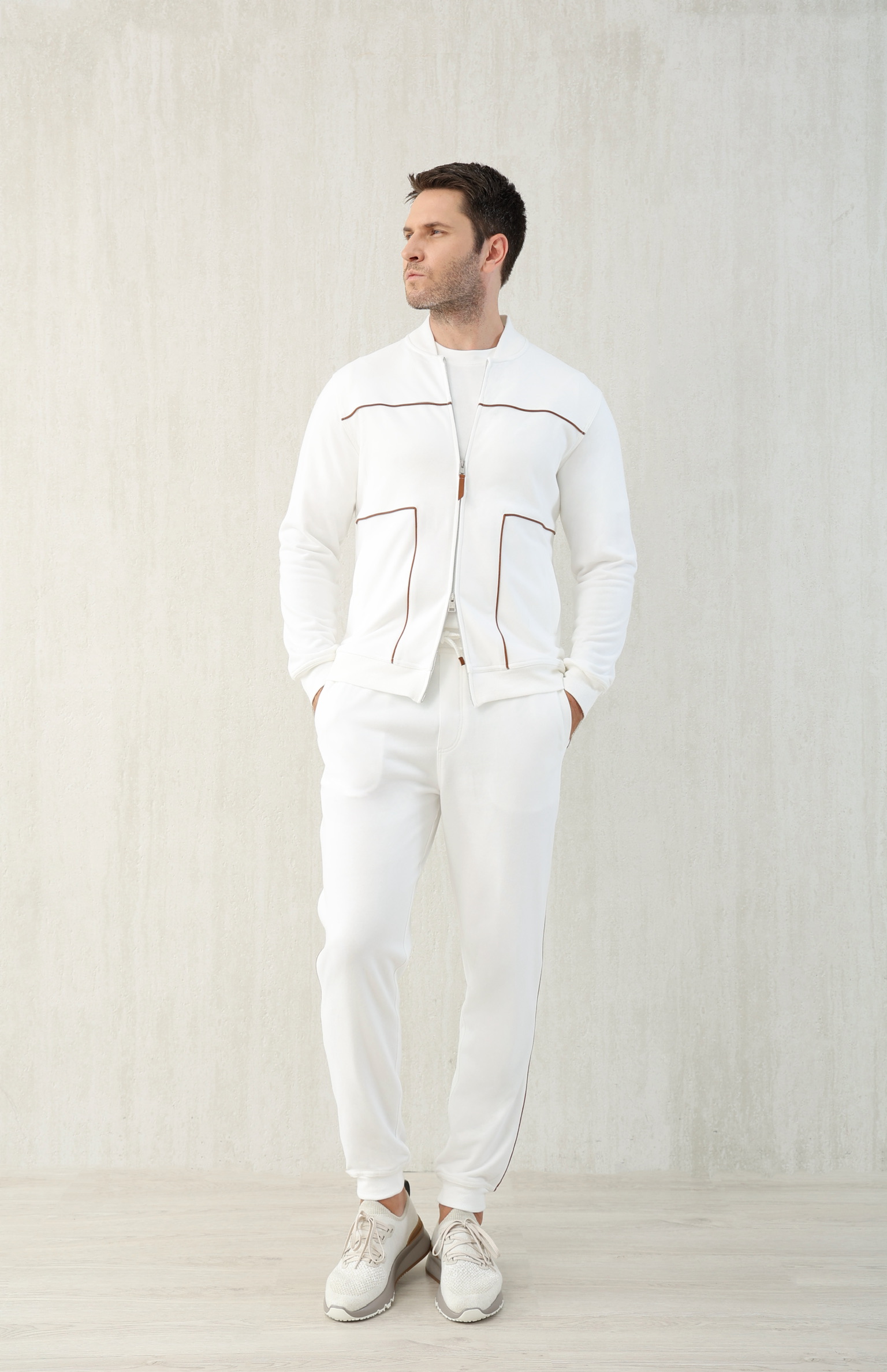 Loro Piana Style Men's White Tracksuit with Zipper - Sizes M to 3XL 2 i1749192860412 6671 0 0