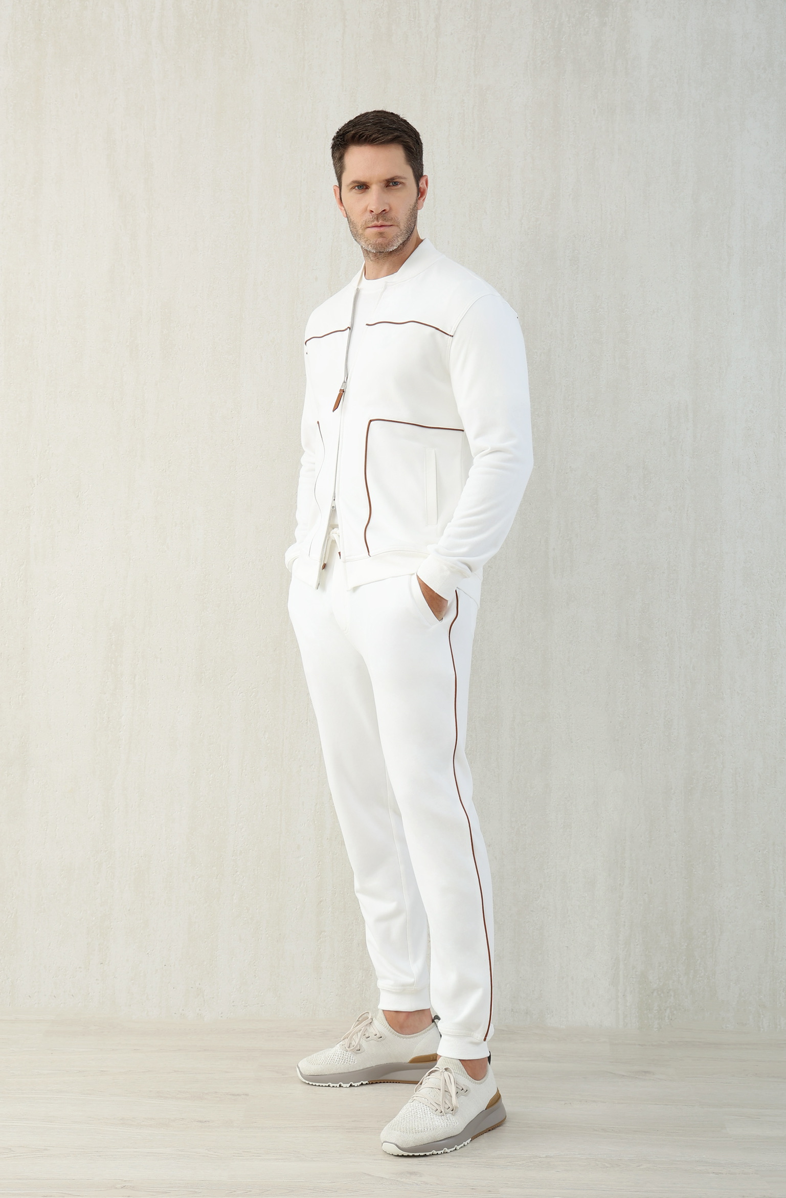 Loro Piana Style Men's White Tracksuit with Zipper - Sizes M to 3XL 3 i1749192860416 1733 0 1