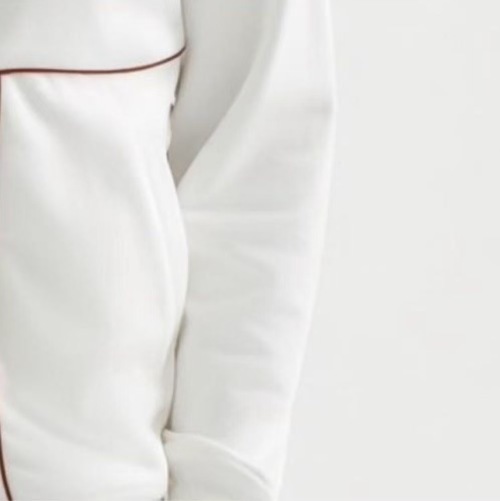 Luxurious Loro Piana Style White Pajama Set with Elegant Piping Details