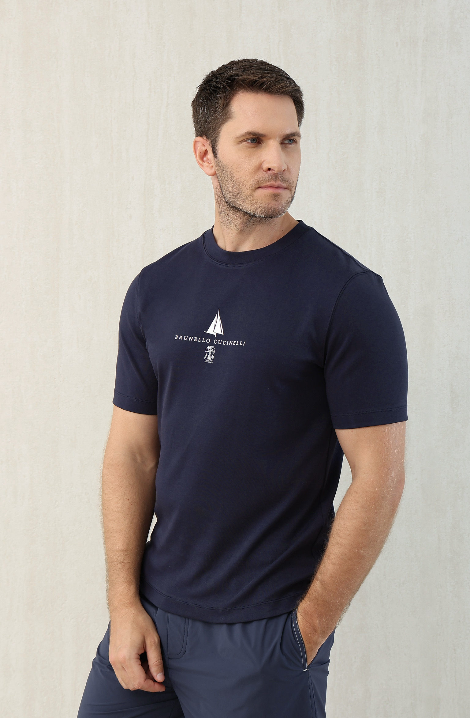 Brunello Cucinelli Men's Dark Blue Cotton Blend T-Shirt and Shorts Set 7 i1749610248827 7765 0 5