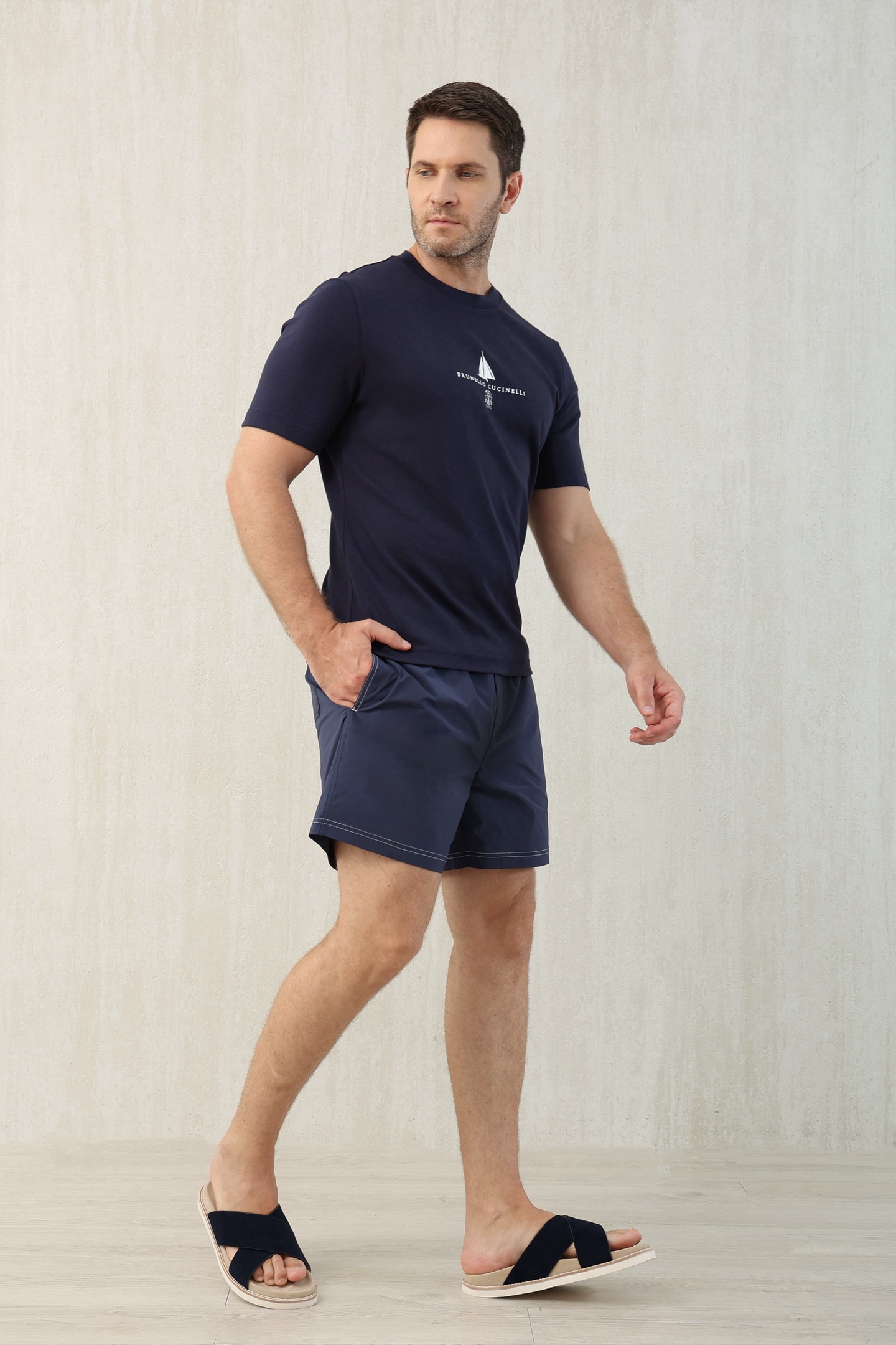 Brunello Cucinelli Men's Dark Blue Cotton Blend T-Shirt and Shorts Set 4 i1749610249254 6808 0 2