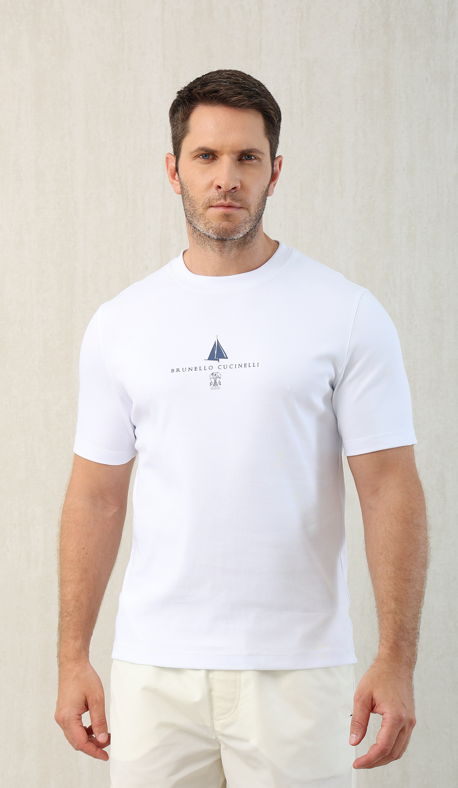 Brunello Cucinelli Men's White Cotton T-Shirt With Sailboat Graphic 6 i1749610443532 3547 0 4