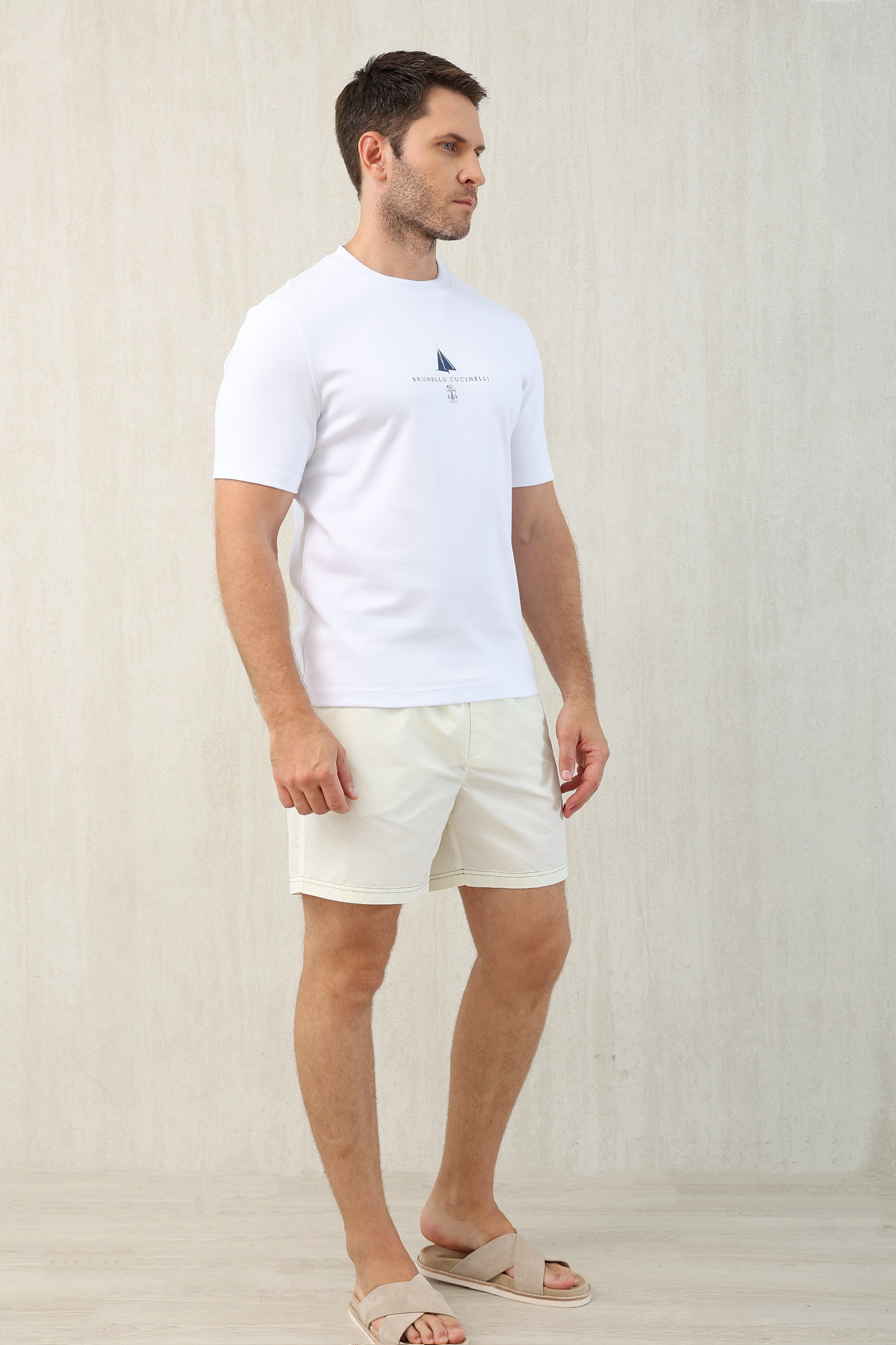 Brunello Cucinelli Men's White Cotton T-Shirt With Sailboat Graphic 4 i1749610443533 4931 0 2