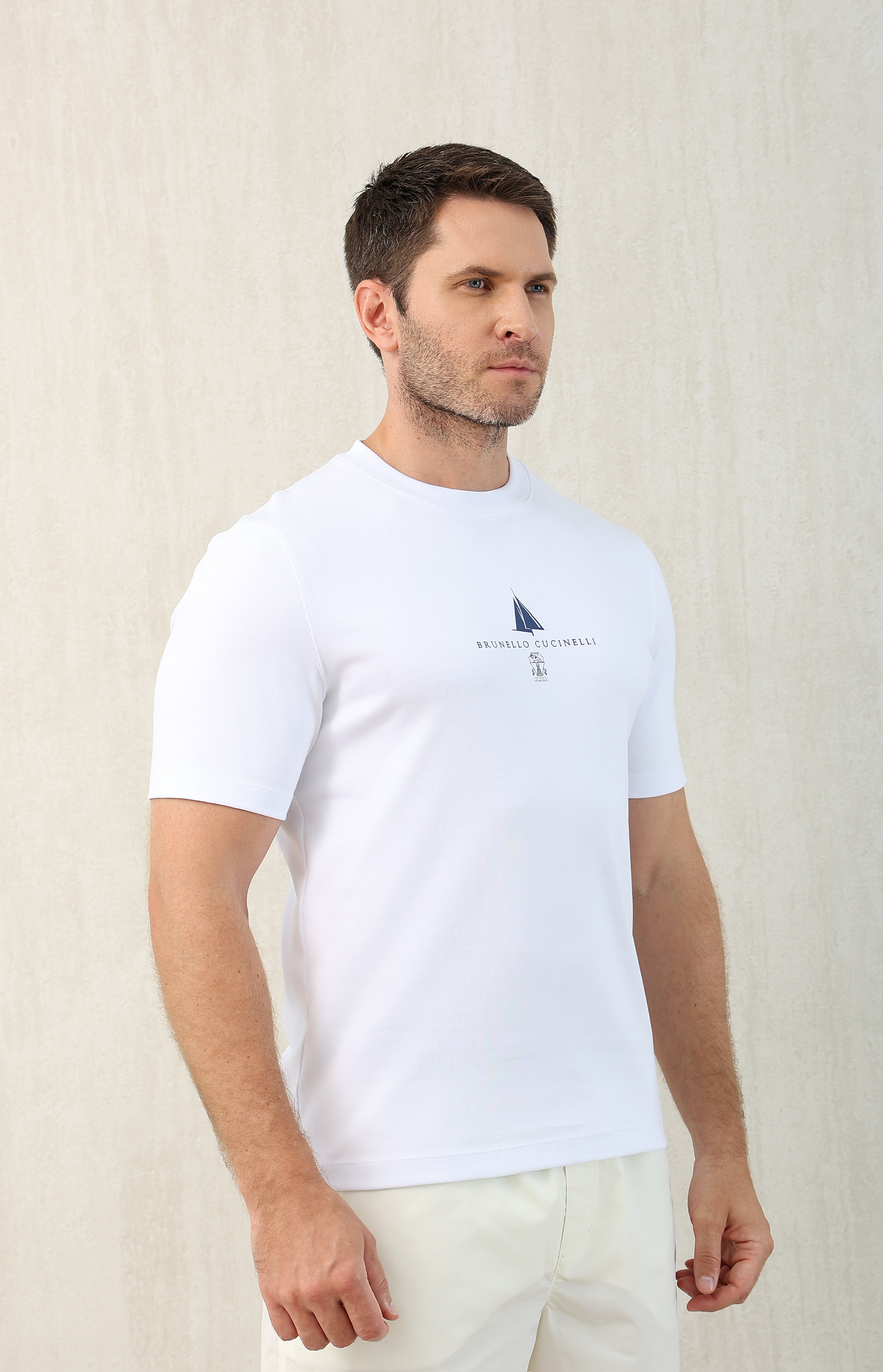 Brunello Cucinelli Men's White Cotton T-Shirt With Sailboat Graphic 5 i1749610444118 2233 0 3