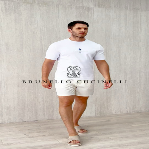 Brunello Cucinelli Men's White T-Shirt with Sailboat Graphic 1 Brunello Cucinelli Men's White T-Shirt with Sailboat Graphic