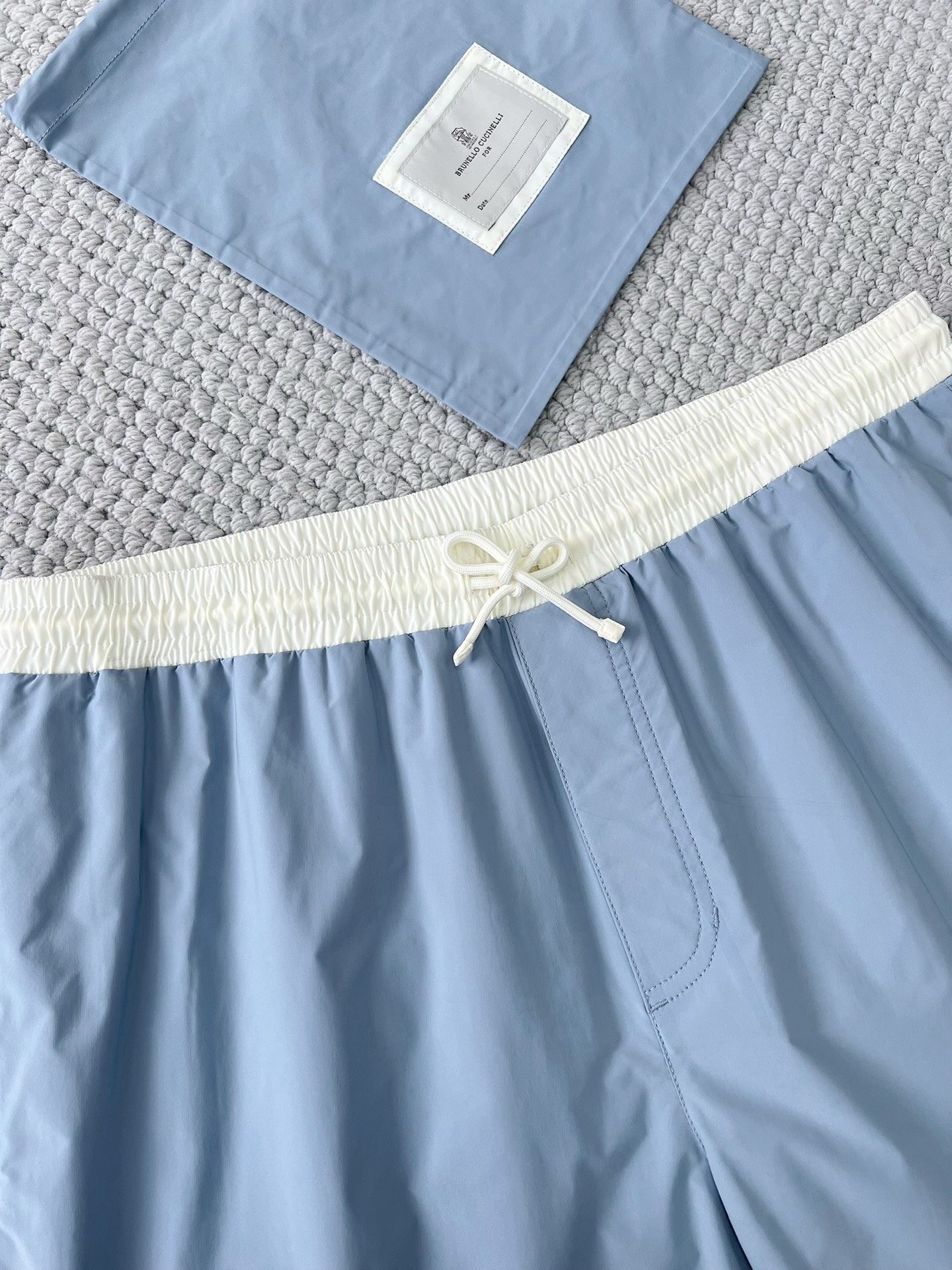 Brunello Cucinelli Men's Swim Trunks - Light Blue, Elastic Waistband 4 i1749611719036 1661 0 2