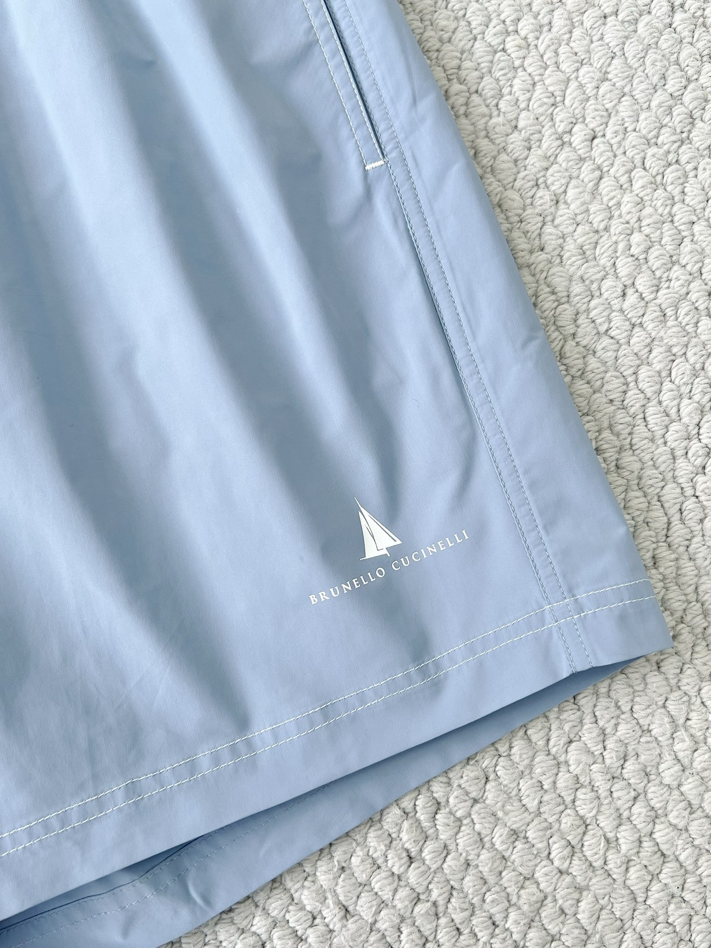 Brunello Cucinelli Men's Swim Trunks - Light Blue, Elastic Waistband 3 i1749611719136 1808 0 1