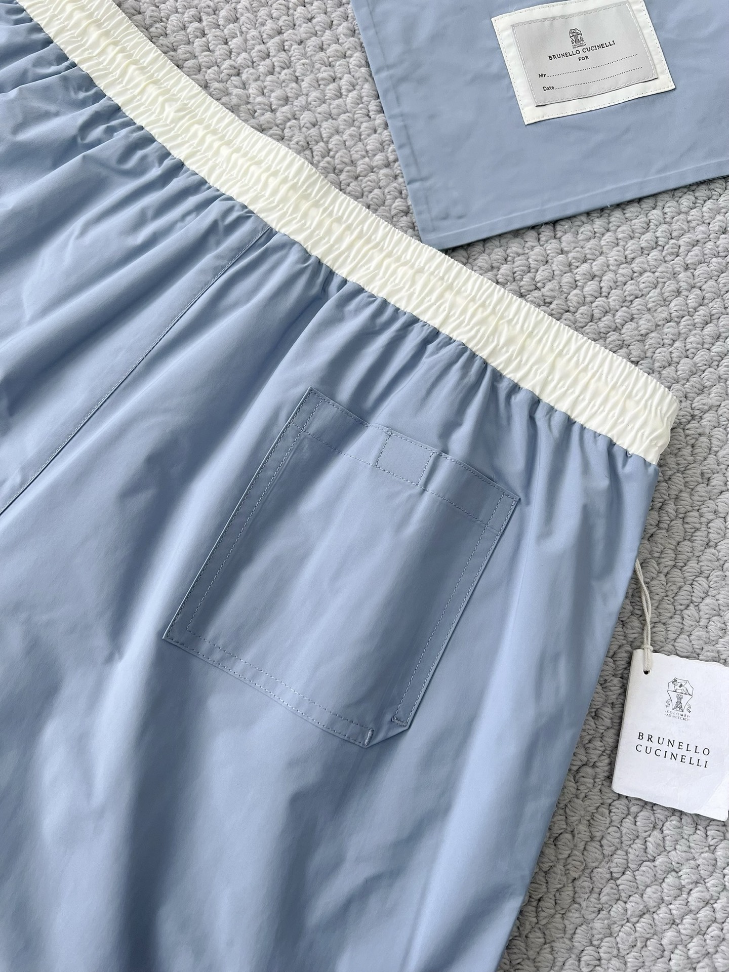 Brunello Cucinelli Men's Swim Trunks - Light Blue, Elastic Waistband 6 i1749611720132 4281 0 4