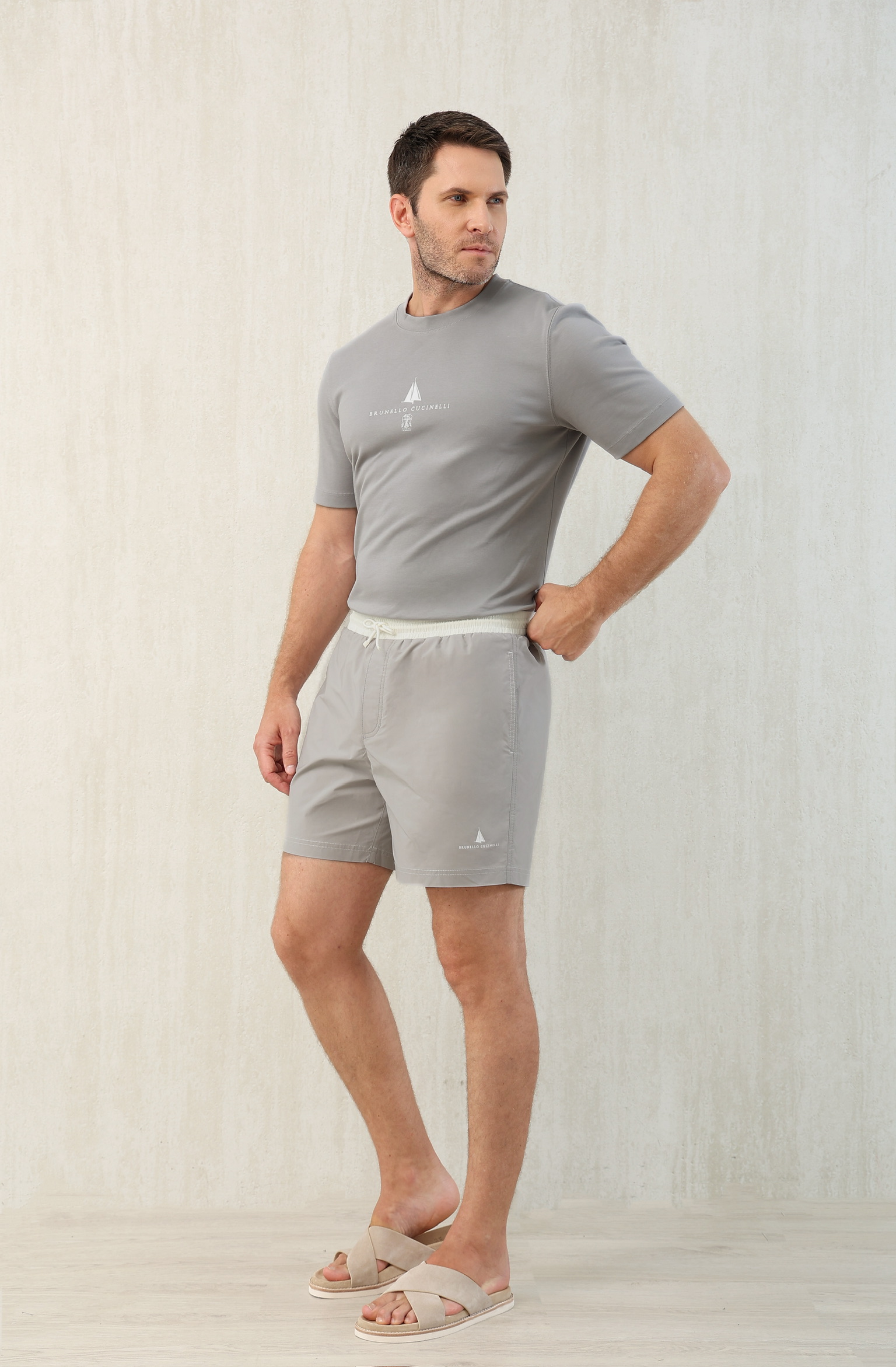 Loro Piana Men's Gray T-Shirt and Shorts Set - Summer Casual Wear, Sizes M-3XL 3 i1749612079299 8065 0 1