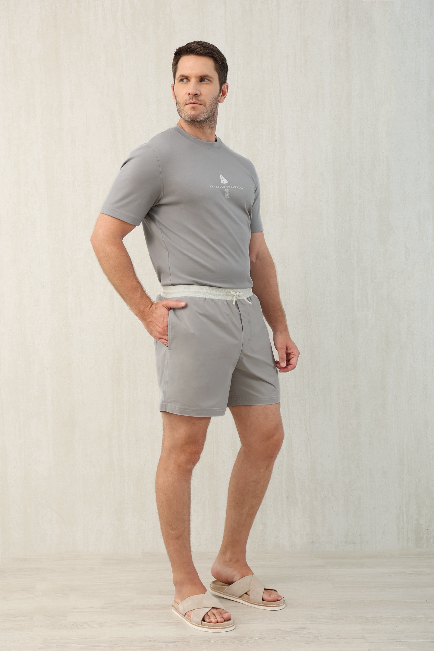 Loro Piana Men's Gray T-Shirt and Shorts Set - Summer Casual Wear, Sizes M-3XL 4 i1749612079840 7523 0 2