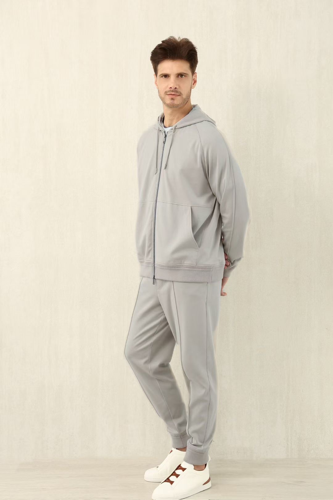 Loro Piana Men's Gray Zip Up Hoodie and Sweatpants Set - Loungewear 3 i1757059334710 5948 0 1