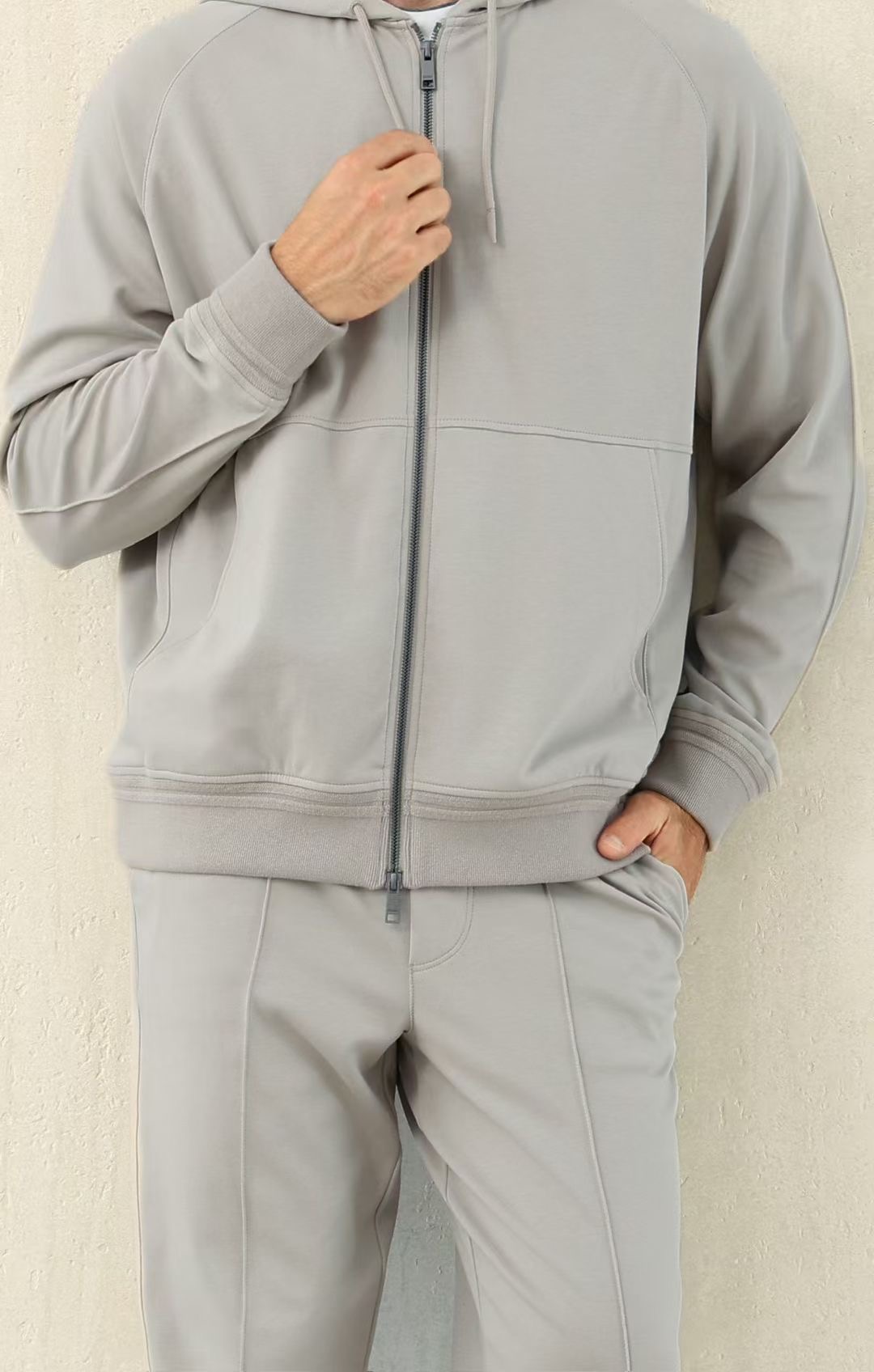 Loro Piana Men's Gray Zip Up Hoodie and Sweatpants Set - Loungewear 6 i1757059334710 6044 0 4