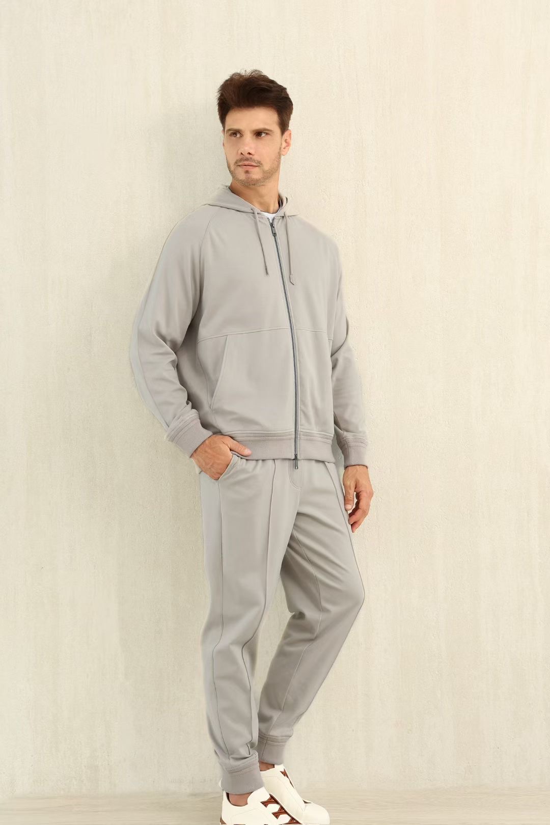 Loro Piana Men's Gray Zip Up Hoodie and Sweatpants Set - Loungewear 4 i1757059335252 5323 0 2