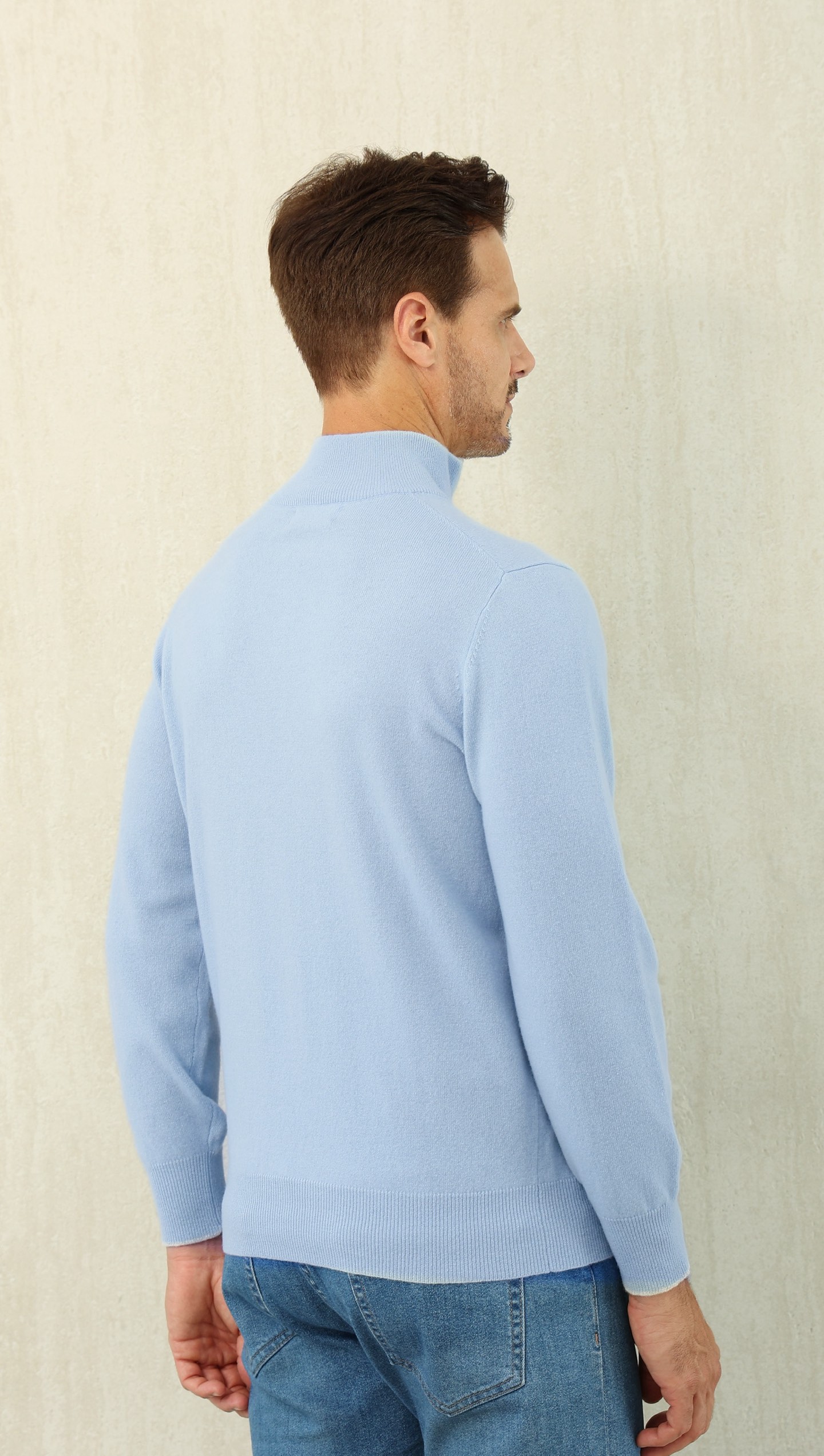 Loro Piana Men's Light Blue Quarter-Zip Cashmere Pullover Sweater 6 i1757570864755 382 0 4