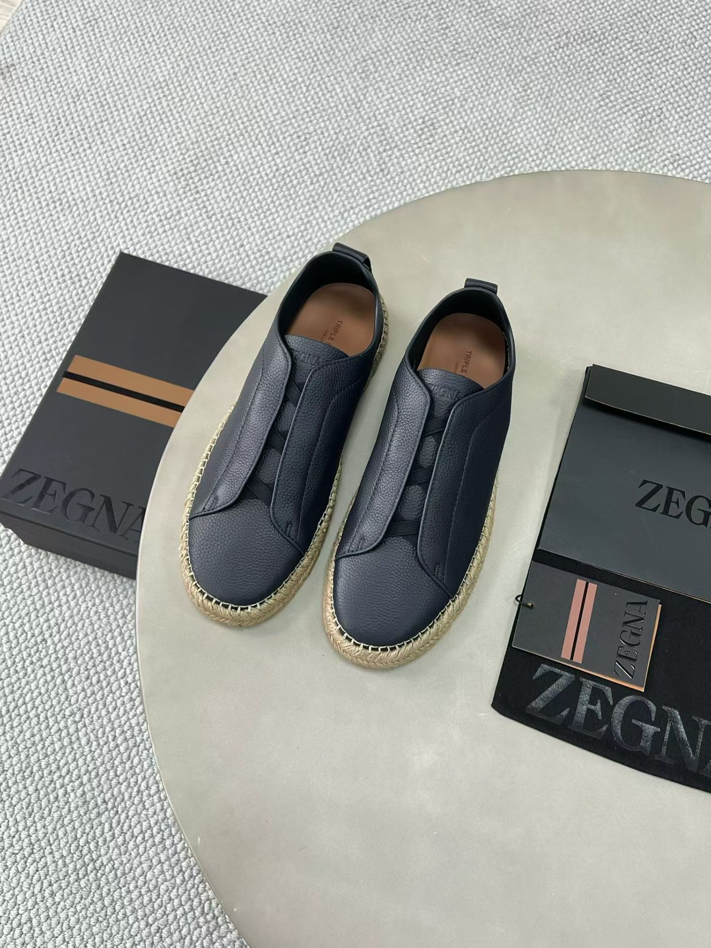 Слипоны ZEGNA с джутовым подошвой