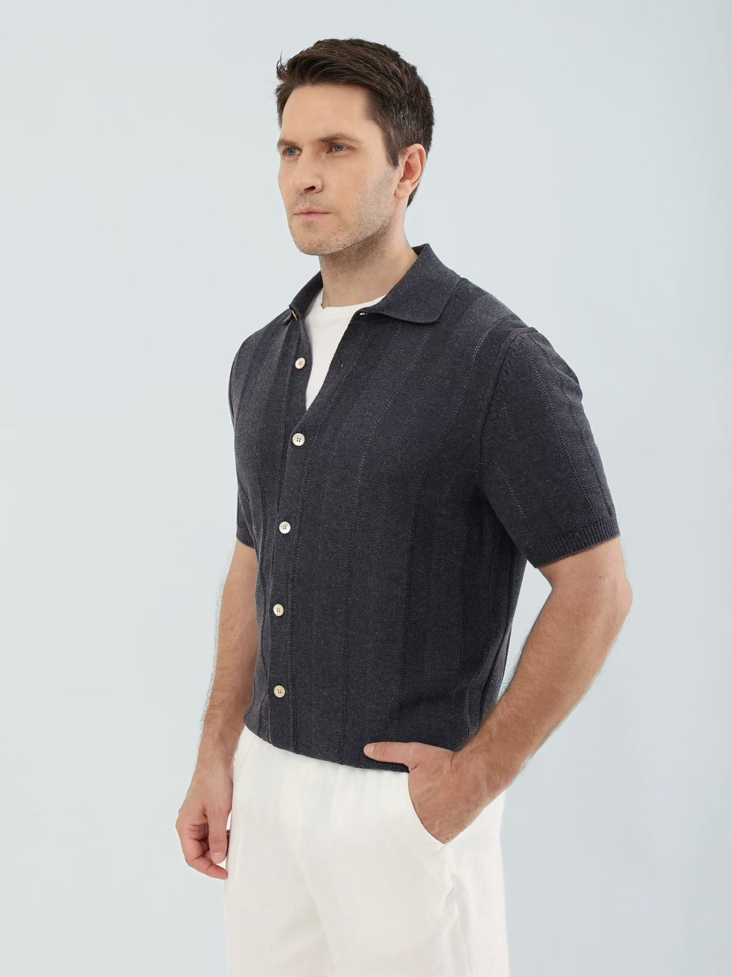 Мужская вязаная кофта с коротким рукавом Brunello Cucinelli