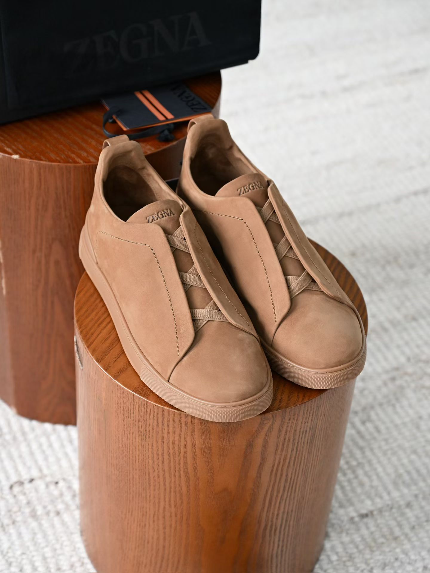 Слипоны Zegna замшевые бежевые