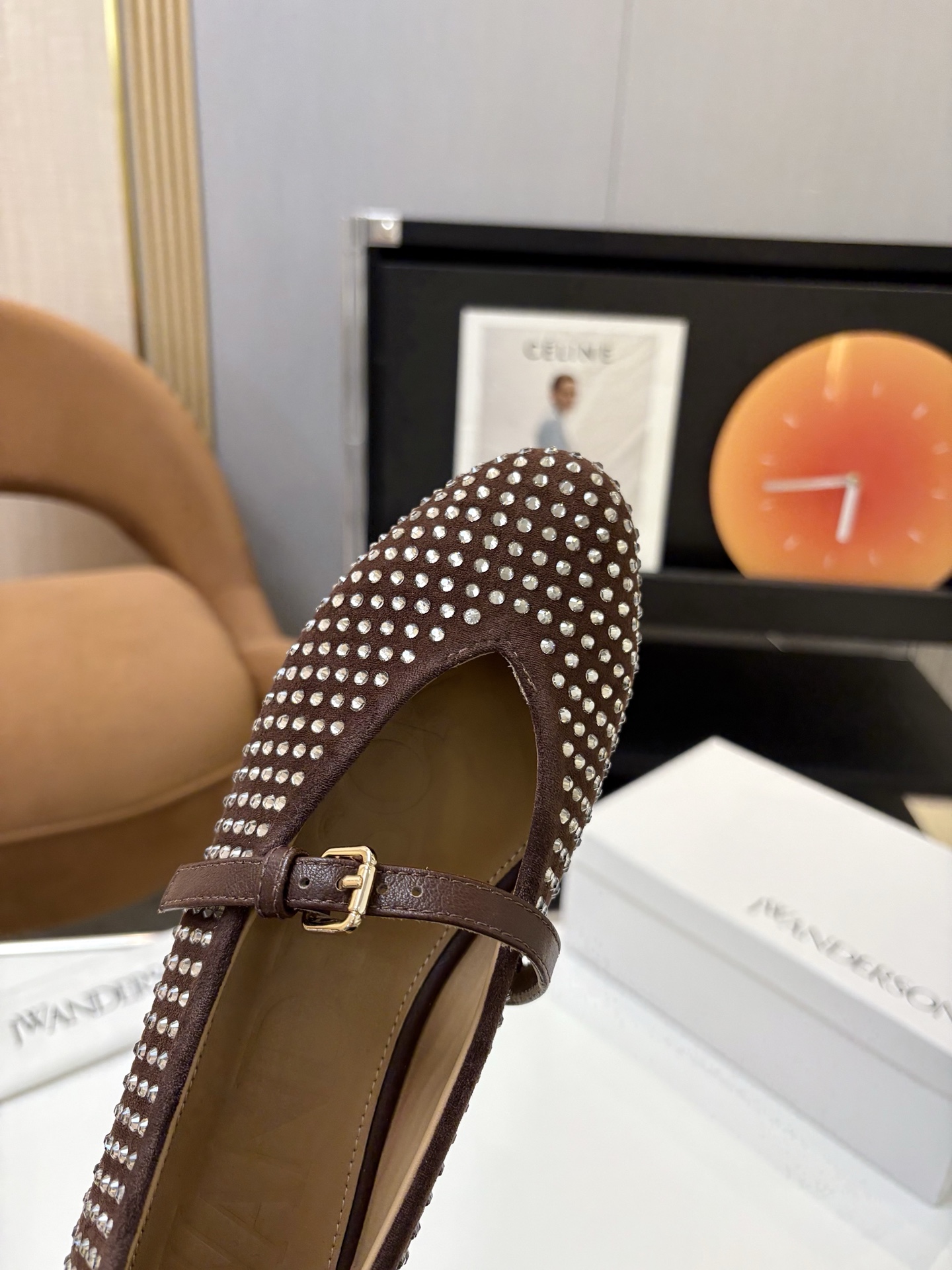 Janderson Ballet Shoes: Mary Jane Style, Cow Velvet Diamond, Sheepskin Insole - 图片 5