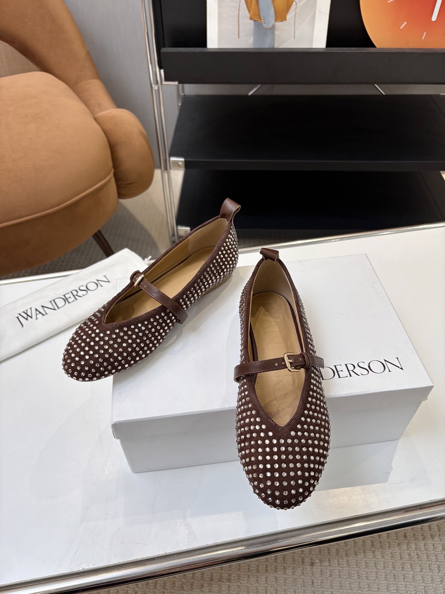 Janderson Ballet Shoes: Mary Jane Style, Cow Velvet Diamond, Sheepskin Insole - 图片 8