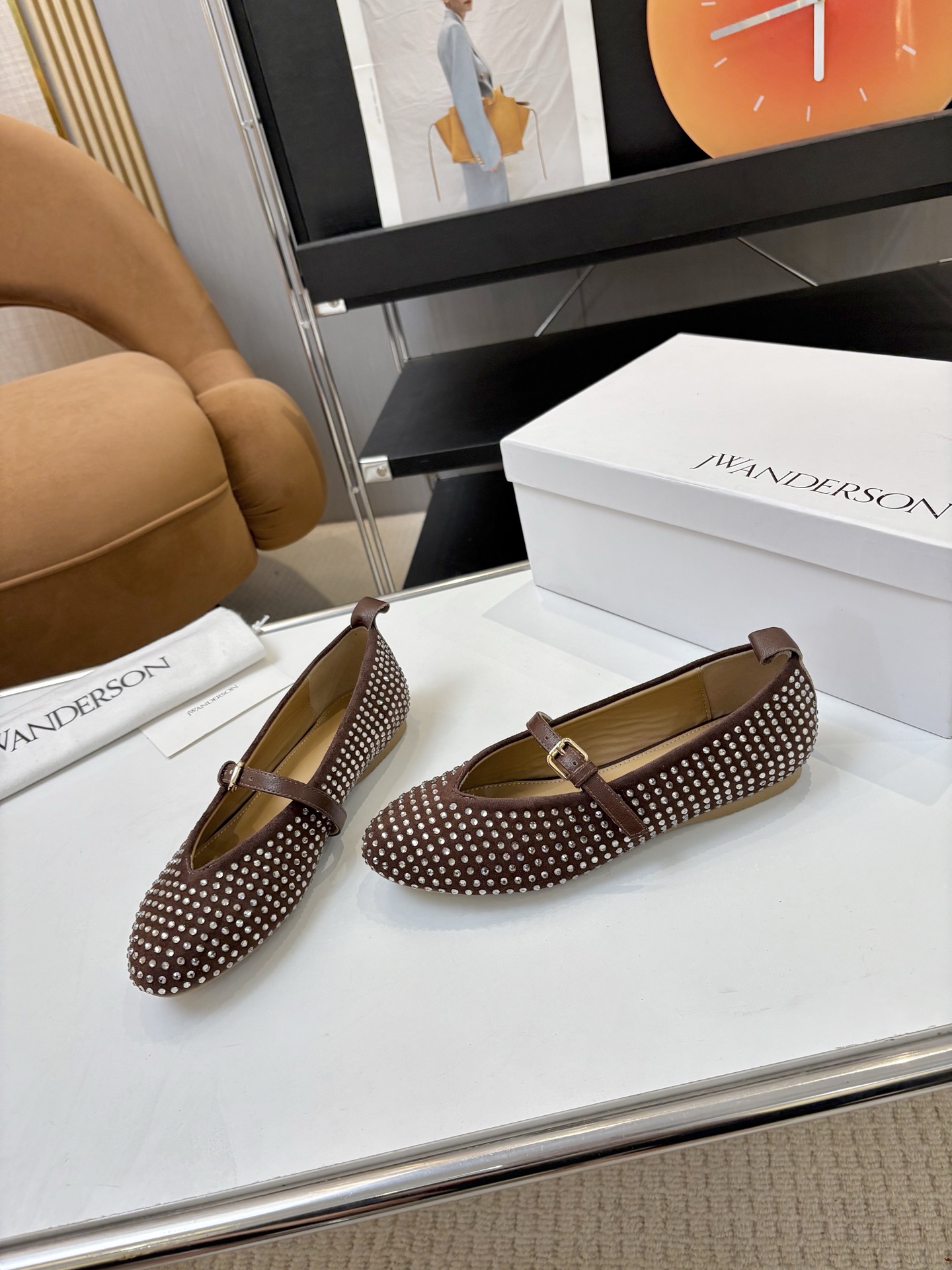 Janderson Ballet Shoes: Mary Jane Style, Cow Velvet Diamond, Sheepskin Insole - 图片 3