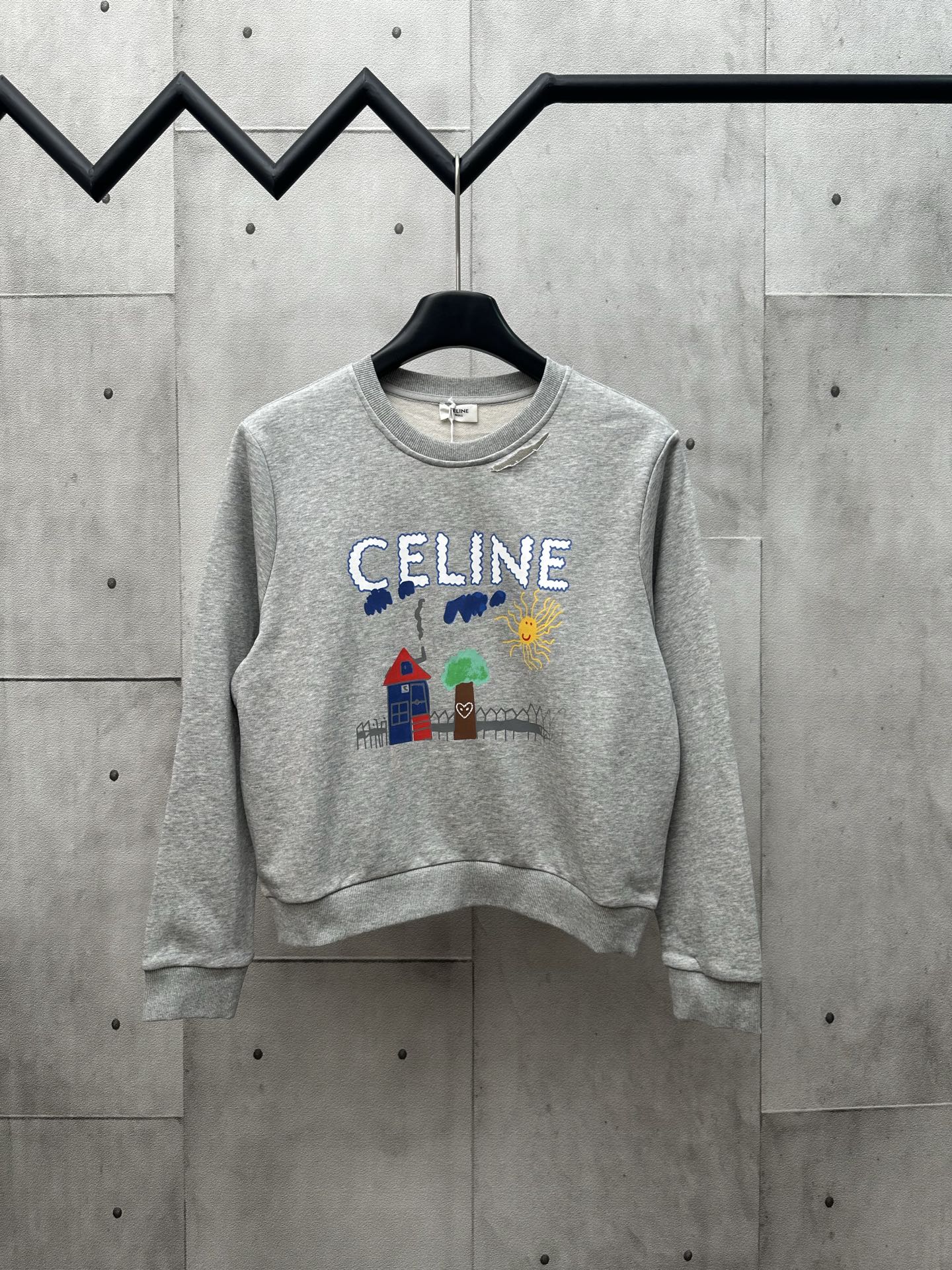 Nuevo producto Celine 2025: sudadera con capucha de cuello redondo, estampado infantil, algodón puro personalizado YB, …
