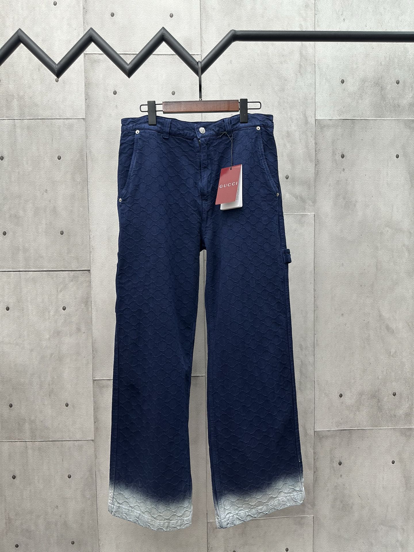 Pantalones casuales rectos con gofrado de Gu*ci 2025FW otoño/invierno, tejido jacquard lavado personalizado, estampado …