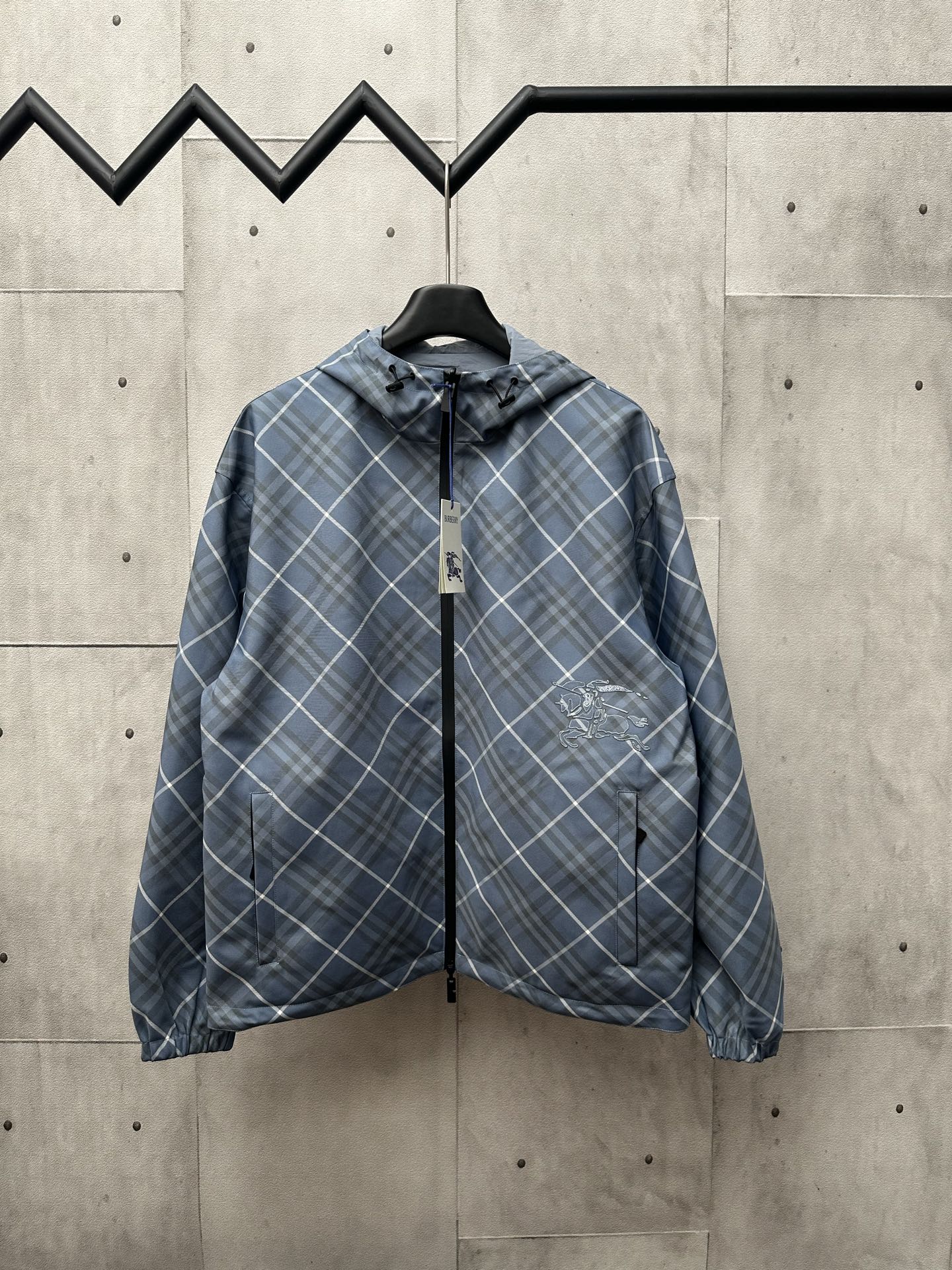 Chaqueta reversible bordada de sarga azul BURBERRY Tela 1 opción: Tela tejida de alta densidad tejida con fibra 100% po…