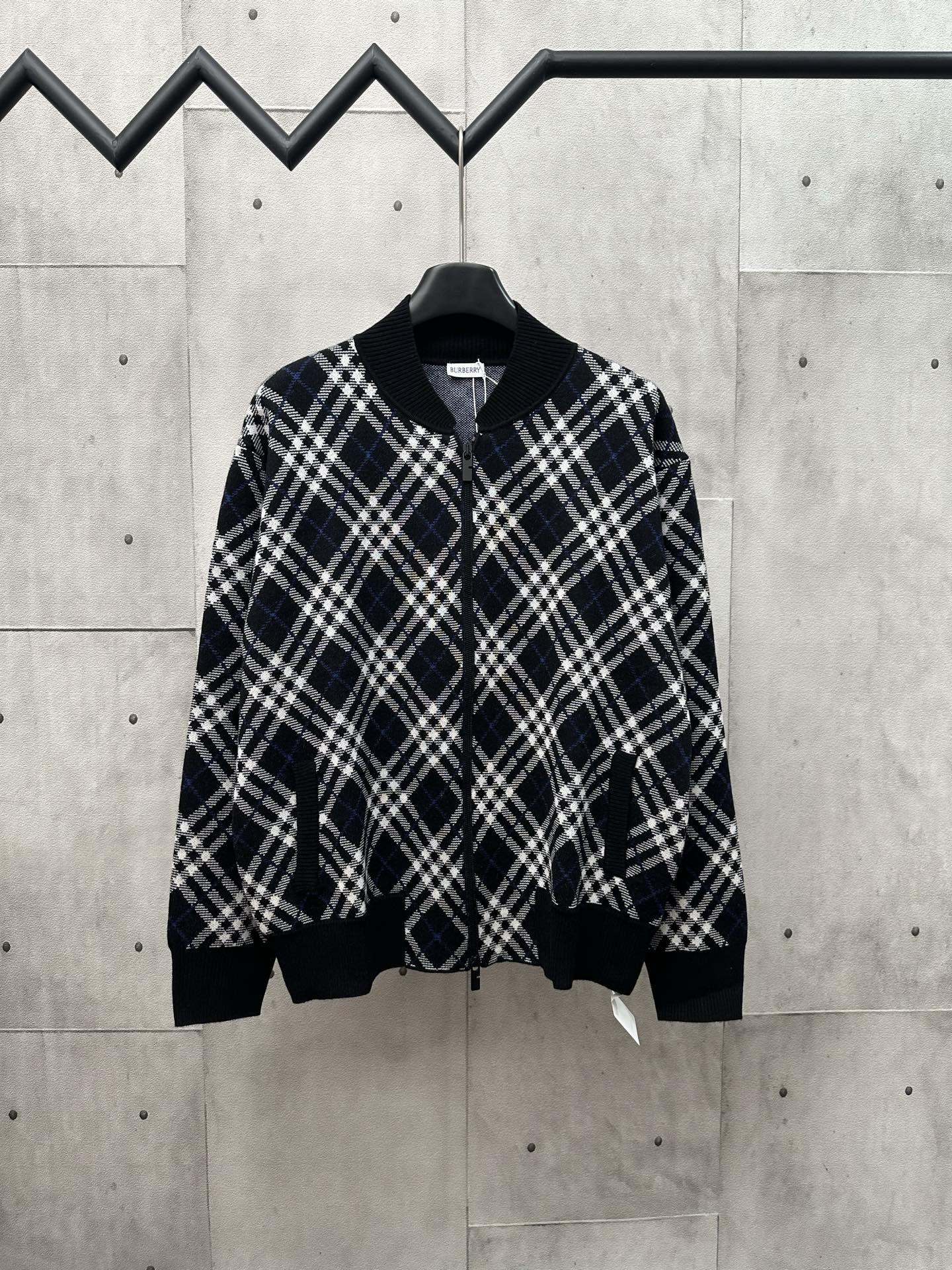 BBR 25SS cárdigan tejido jacquard a cuadros con cremallera versión alta para hombres y mujeres Talla: S M L