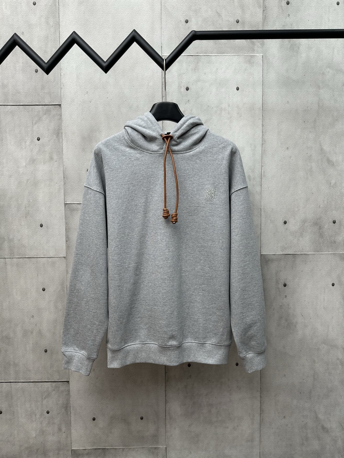 🅿️195 Loewe 罗意威 25Fw Nuevo Anagram Sudadera con Capucha Bordada en Cuero Personalizada con Mezcla de Algodón de Gramaj…