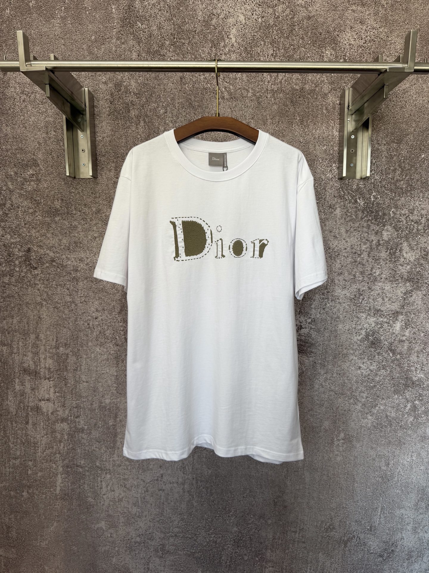 @p120 DIOR Dior 26ss principios de primavera Bordado de letras inverso Estilo CD mangas cortas Talla: S M L XL