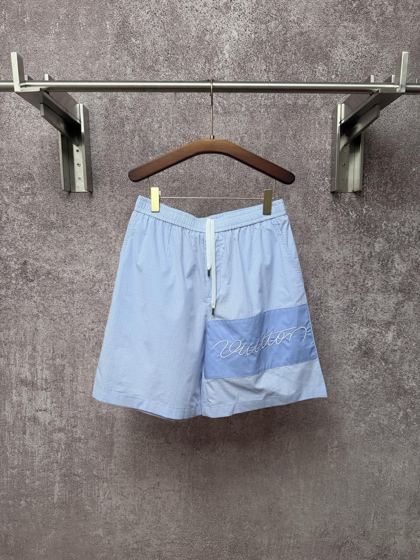 P170 1v/Louis 26ss Nuevo modelo Pantalones cortos de algodón con patrón de cuadros teñido Tallas: S M L XL