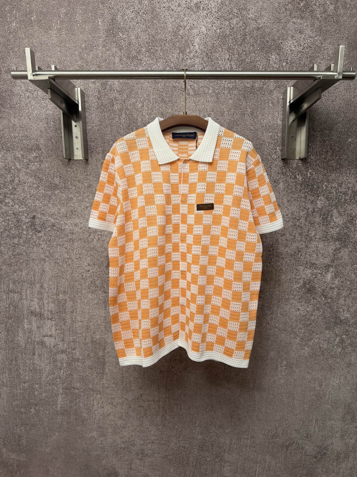 P260 1v/Louis 26ss Polo de manga corta de punto calado con patrón de tablero de ajedrez y colores combinados Tallas: S …