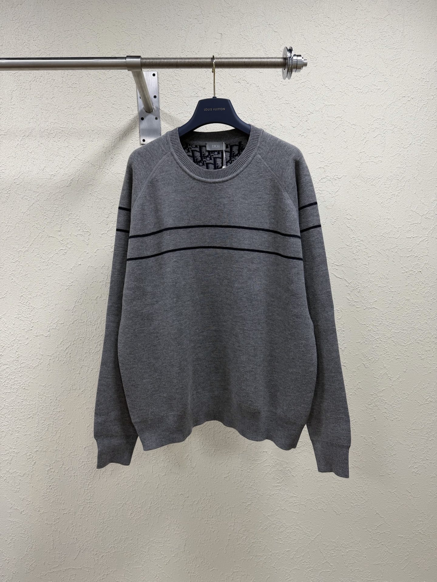 Dior Gray Chest Stripe Sweater