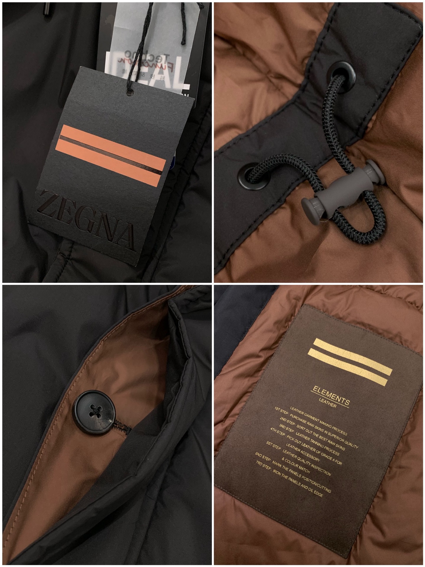 ，Zegna新款连帽黑色棉服面料：100%聚酯纤维里料：100%聚酯纤维手洗洗涤温度不高于30C填充物：