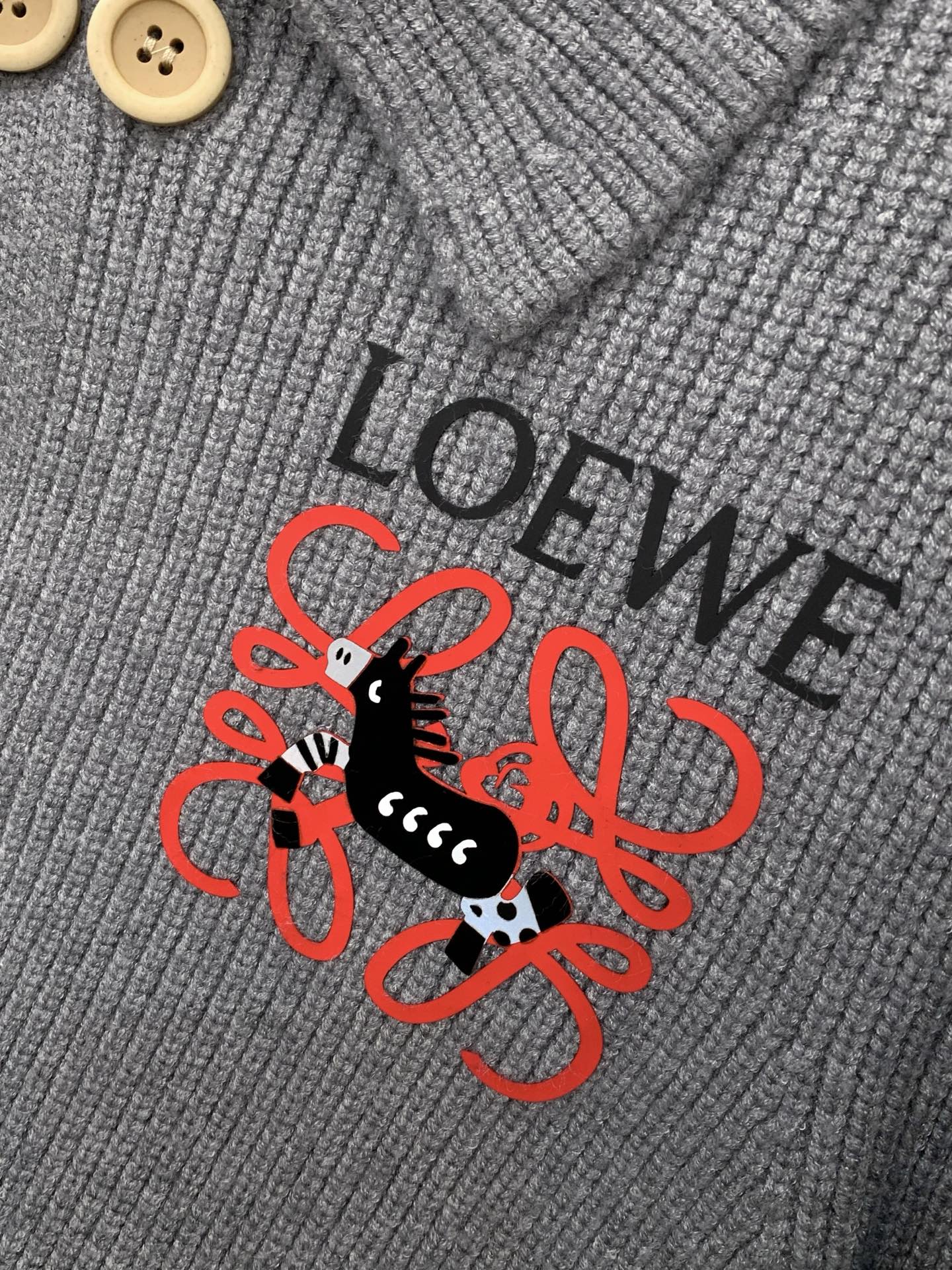 ，Loewe 罗意威，2025冬季最新款，专柜同步有售，原单狠货，时尚休闲针织开衫毛衣，上身很有特点！吸