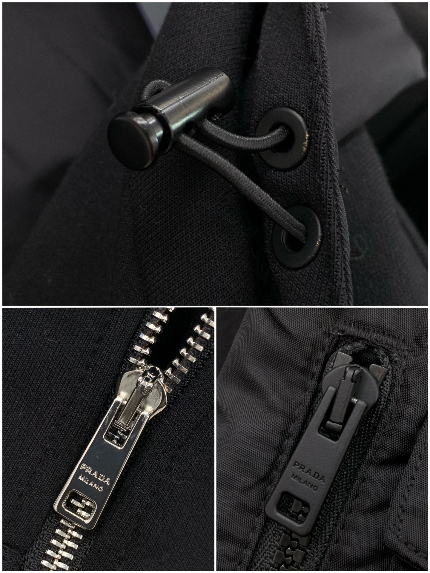 ，PRADA 臻品系列 拼接材质连帽外套 成衣采用科技面料制成，整体设计拥有很强的英伦气息 五金辅料皆是