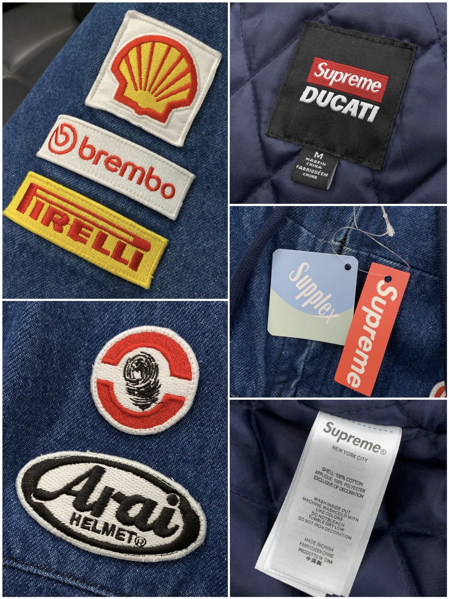 🌾，，SUPREME x DUCATI/杜卡迪 联名款双口袋拉链连帽赛车机车服夹克外套颜色：黑色/蓝色尺
