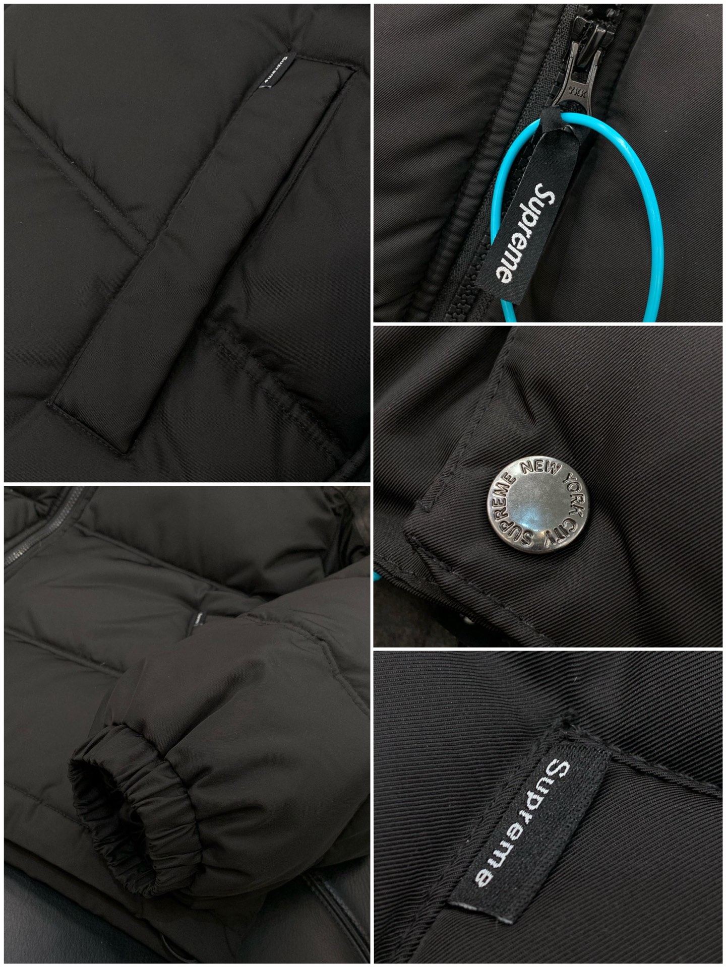 🌾，，SuPreme 25FW LEATHER YOKE PUFFER JACKET皮革拼接拉链羽绒面包