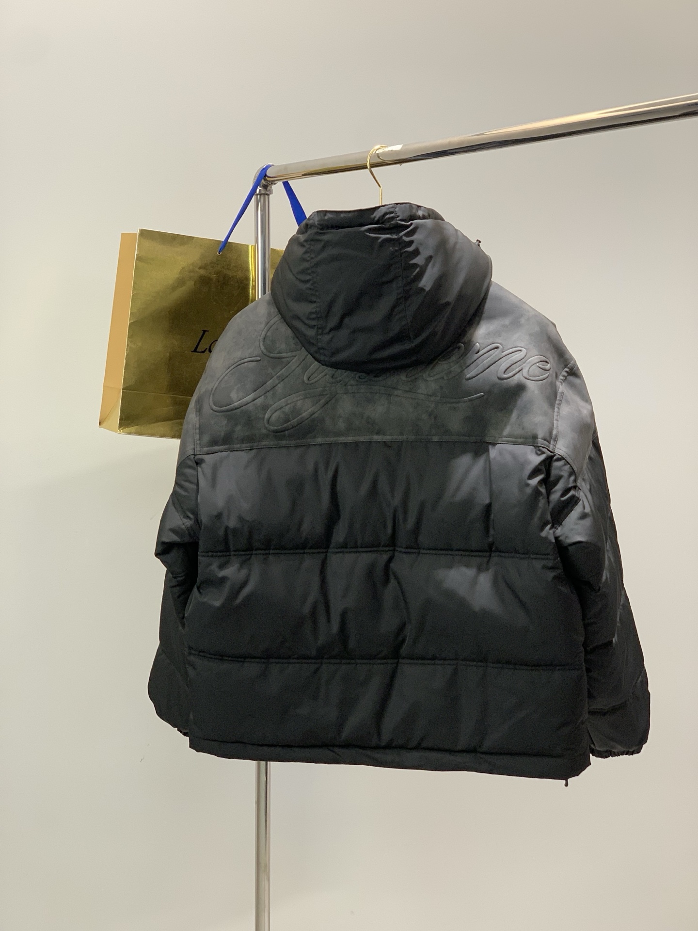 🌾，，SuPreme 25FW LEATHER YOKE PUFFER JACKET皮革拼接拉链羽绒面包