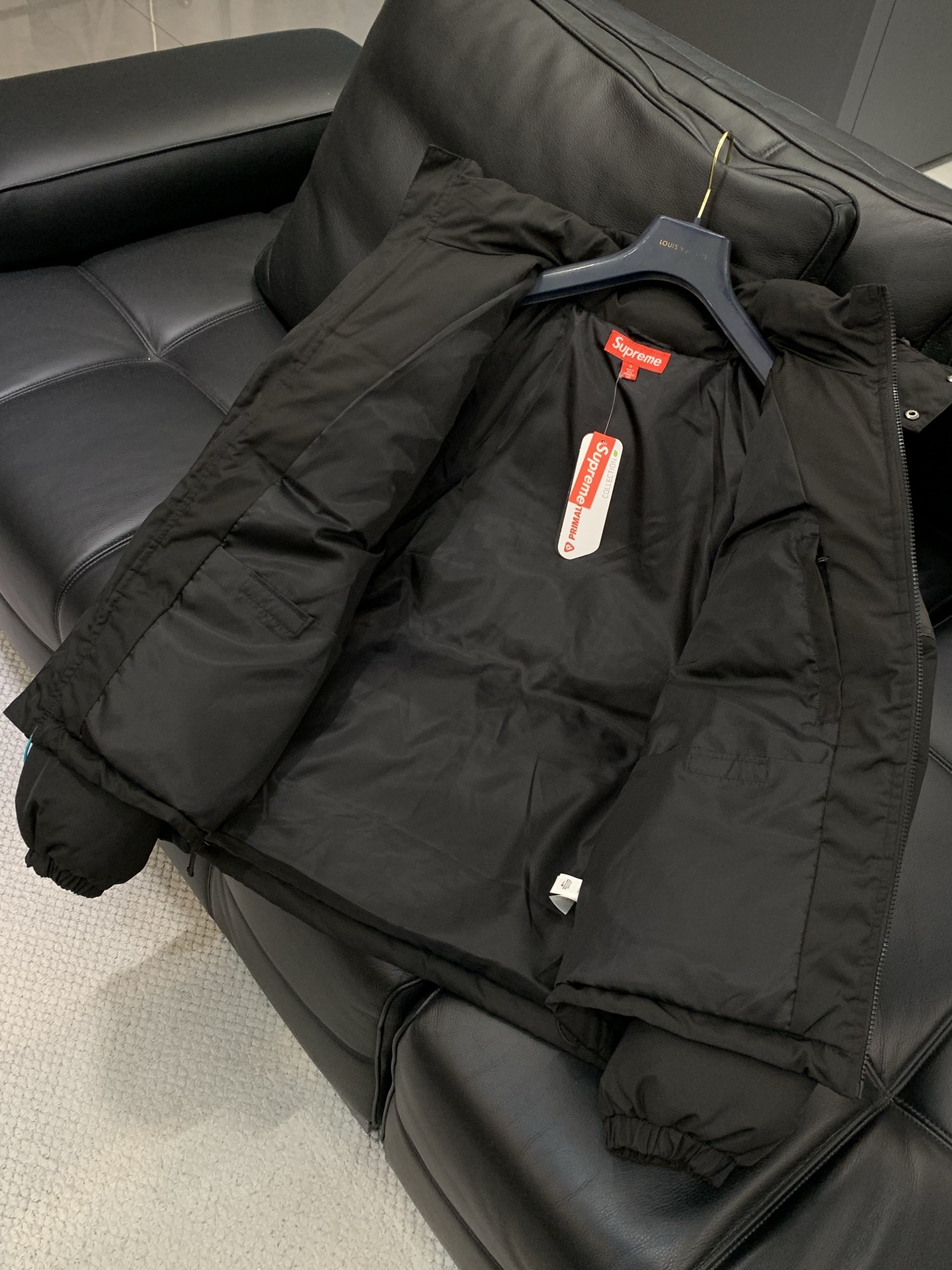 🌾，，SuPreme 25FW LEATHER YOKE PUFFER JACKET皮革拼接拉链羽绒面包