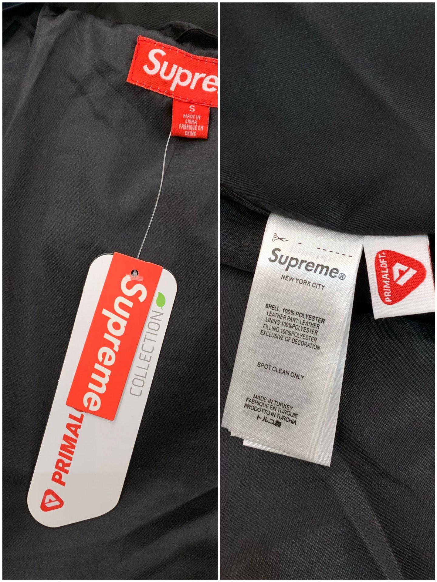 🌾，，SuPreme 25FW LEATHER YOKE PUFFER JACKET皮革拼接拉链羽绒面包