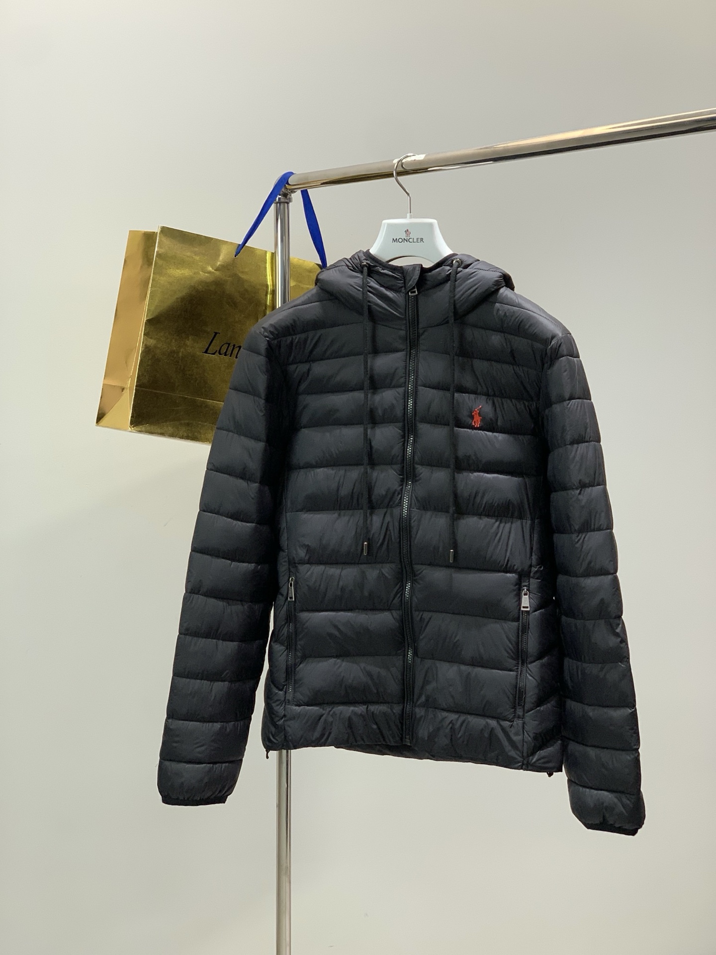 🌾，，RalP🆕h Lauren拉夫劳伦 纯色Logo刺绣立领拉链长袖棉服外套男女同款拉夫劳伦排骨绗缝款