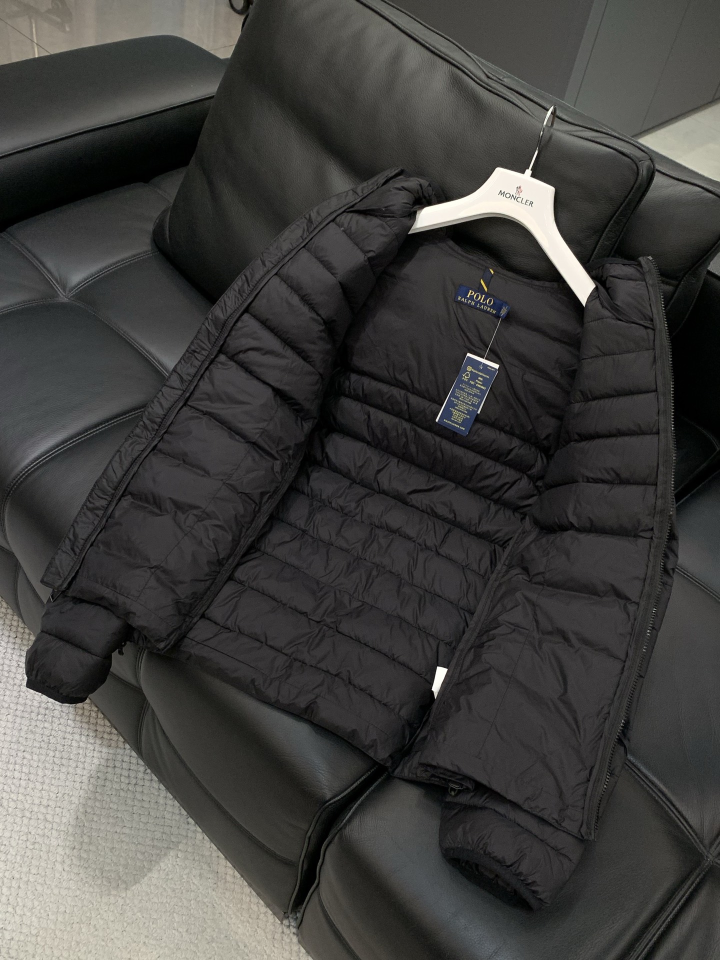 🌾，，RalP🆕h Lauren拉夫劳伦 纯色Logo刺绣立领拉链长袖棉服外套男女同款拉夫劳伦排骨绗缝款