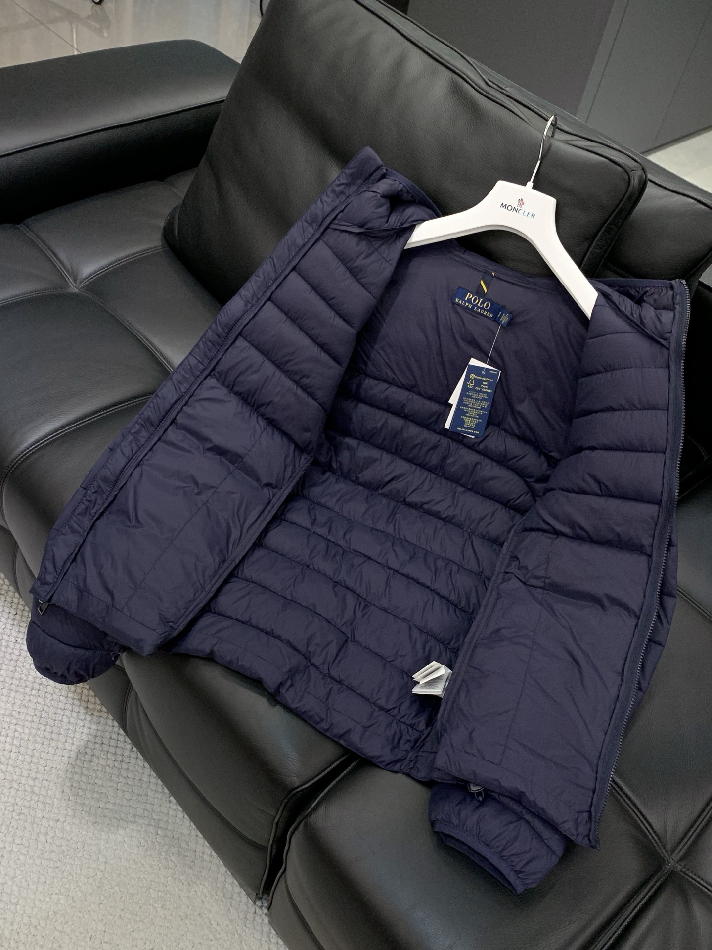 🌾，，RalP🆕h Lauren拉夫劳伦 纯色Logo刺绣立领拉链长袖棉服外套男女同款拉夫劳伦排骨绗缝款