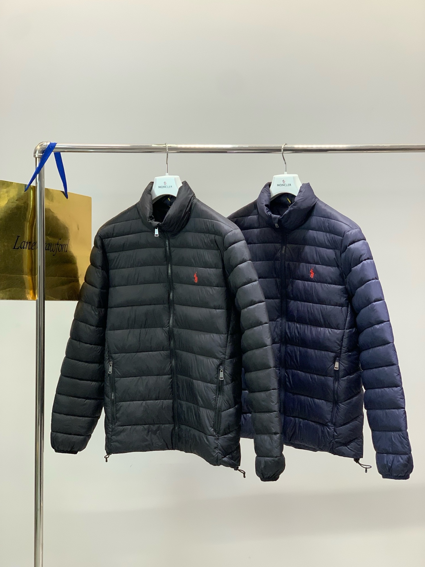 🌾，，RalP🆕h Lauren拉夫劳伦 纯色Logo刺绣立领拉链长袖棉服外套男女同款拉夫劳伦排骨绗缝款