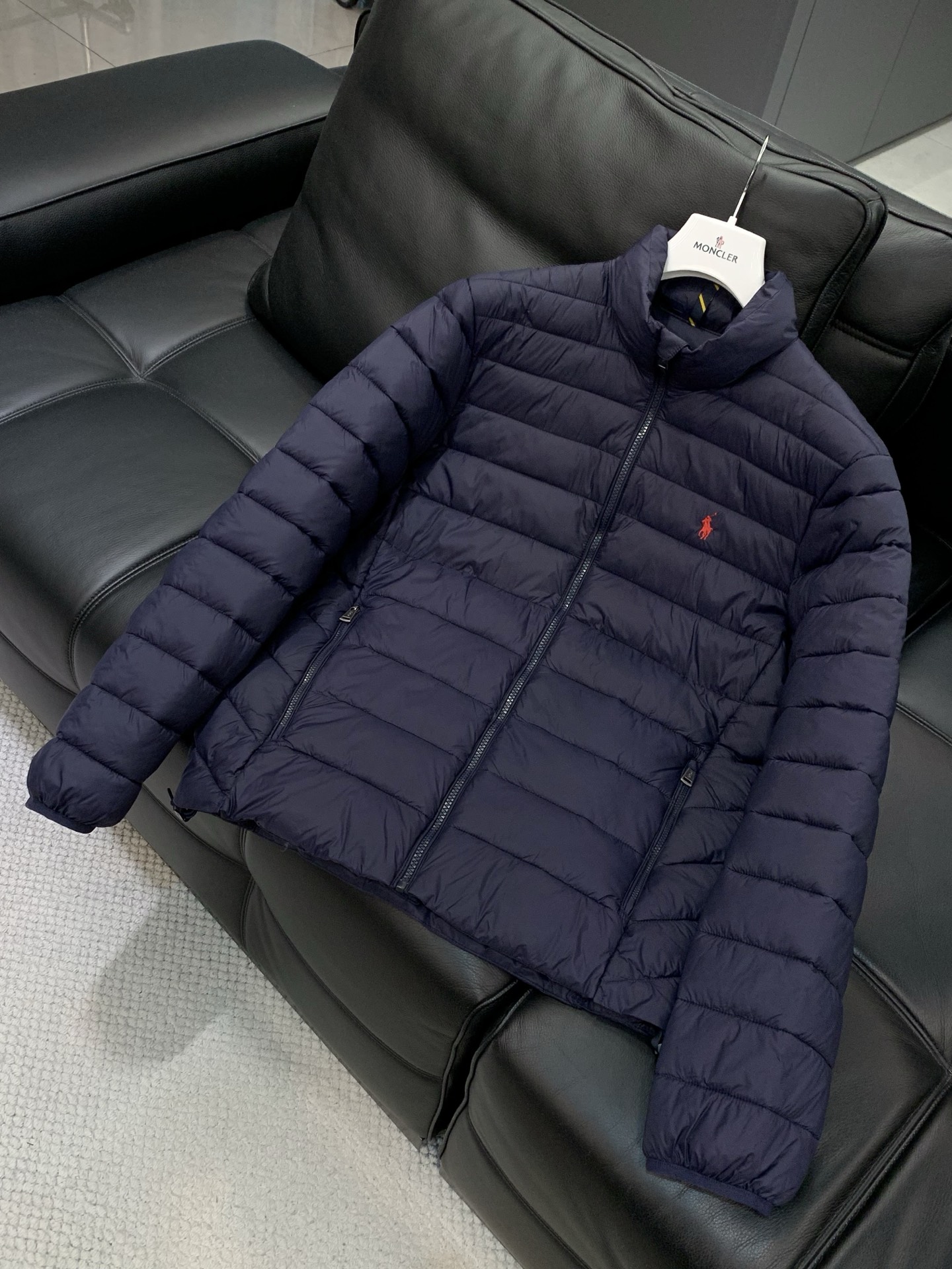 🌾，，RalP🆕h Lauren拉夫劳伦 纯色Logo刺绣立领拉链长袖棉服外套男女同款拉夫劳伦排骨绗缝款