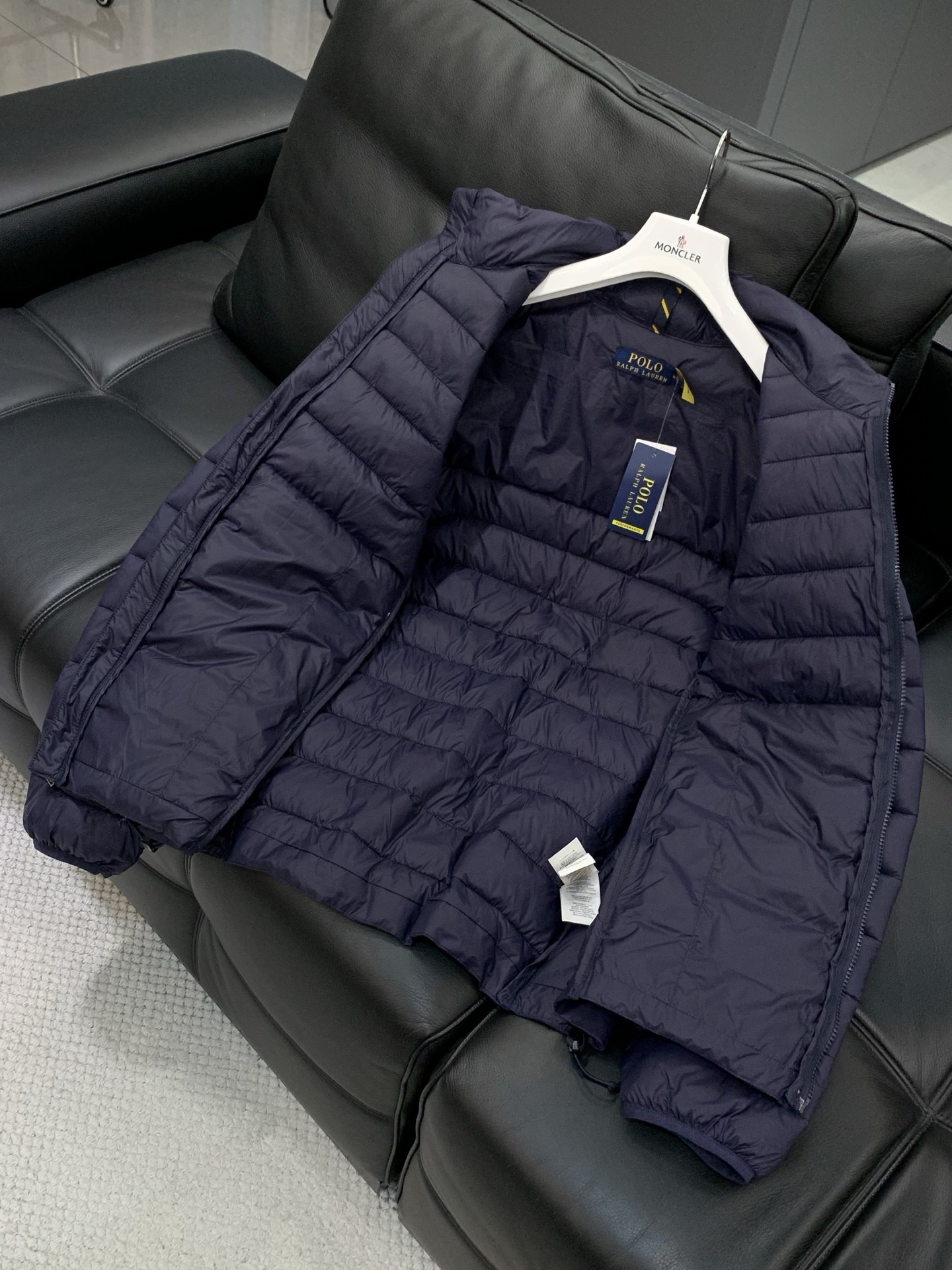 🌾，，RalP🆕h Lauren拉夫劳伦 纯色Logo刺绣立领拉链长袖棉服外套男女同款拉夫劳伦排骨绗缝款