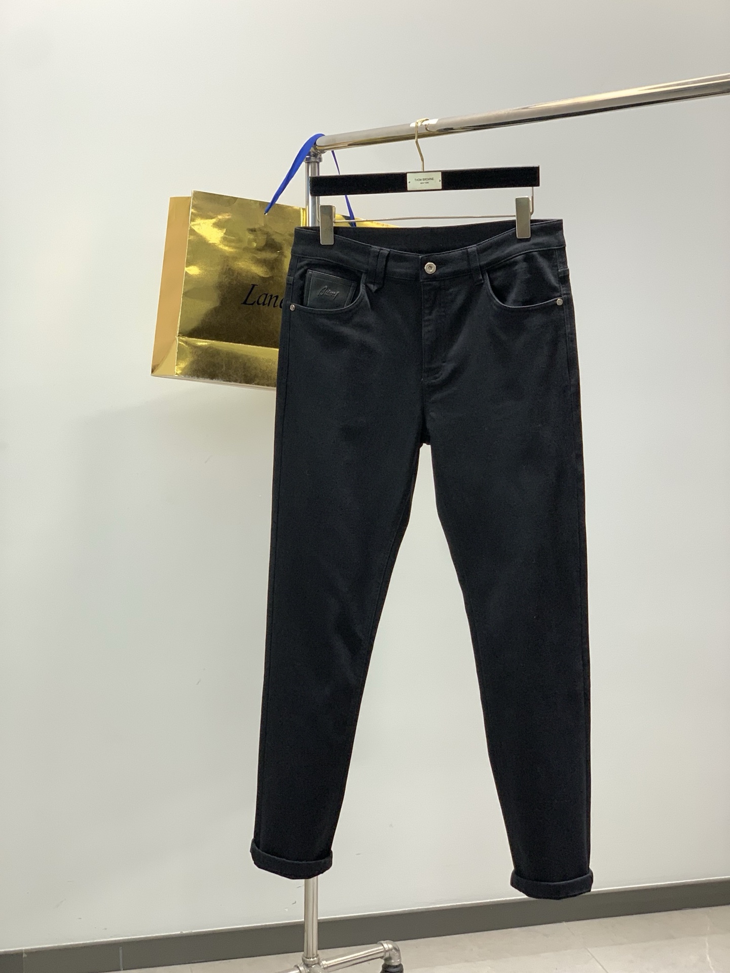 🌾，，布里奥尼 最新黑色羊毛混纺牛仔裤 。 男款高级黑 EcoCosy木源纤维复合针织四面牛仔裤。商务系