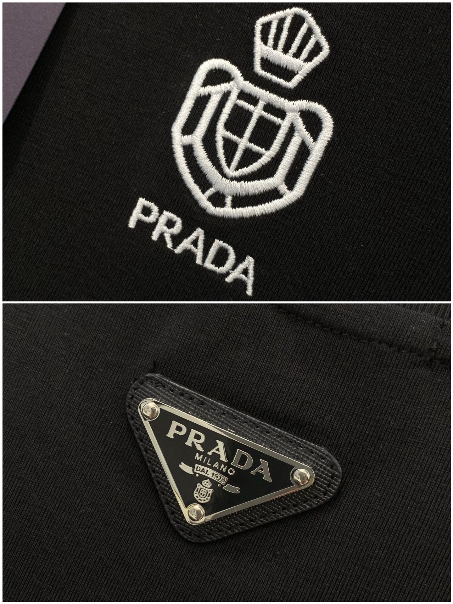 ，PRADA 普拉达，夏季最新品，专柜同步有售，时尚休闲圆领短袖T恤，进口原版面料，做工极为复杂，唯一可
