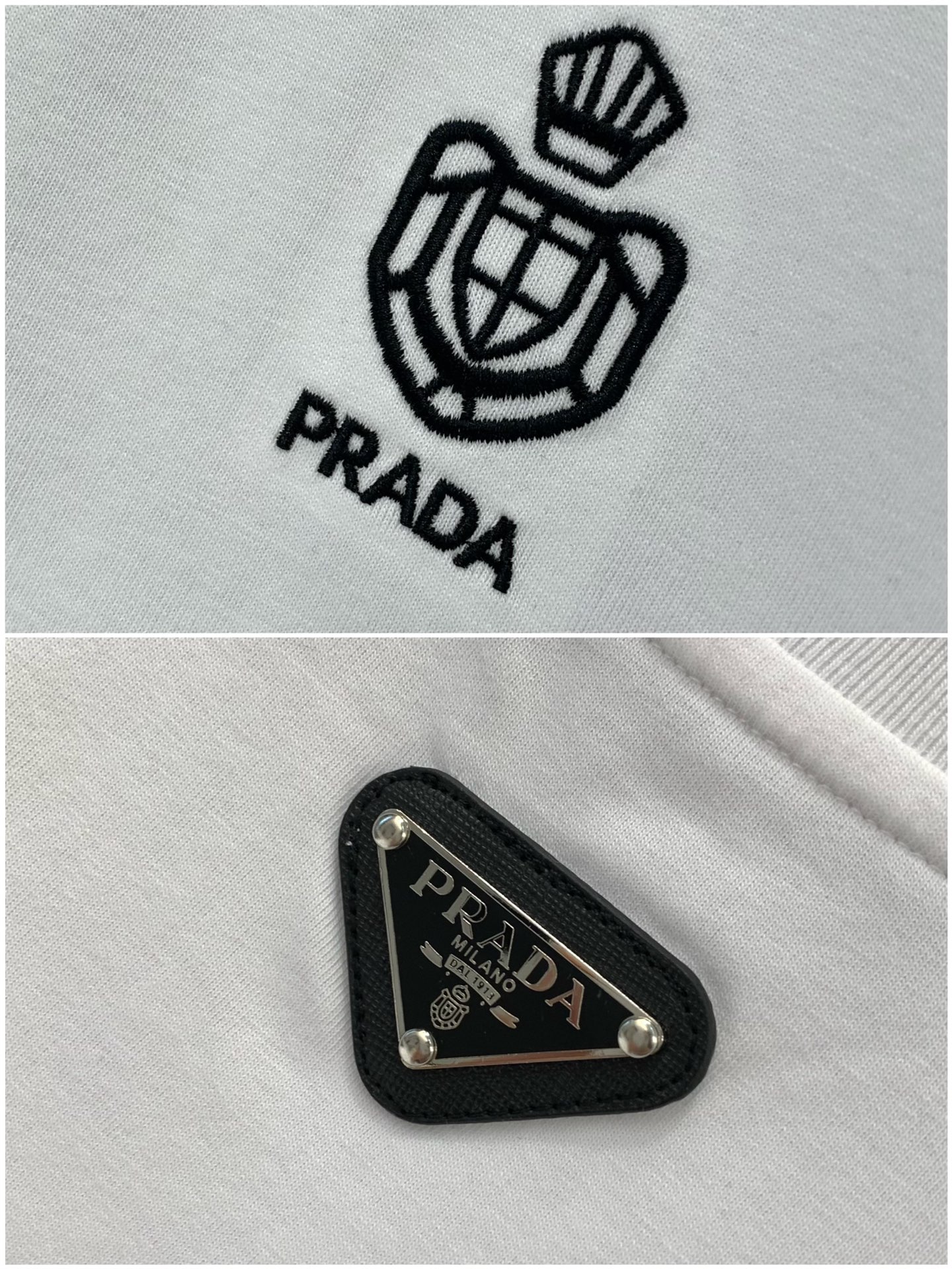 ，PRADA 普拉达，夏季最新品，专柜同步有售，时尚休闲圆领短袖T恤，进口原版面料，做工极为复杂，唯一可